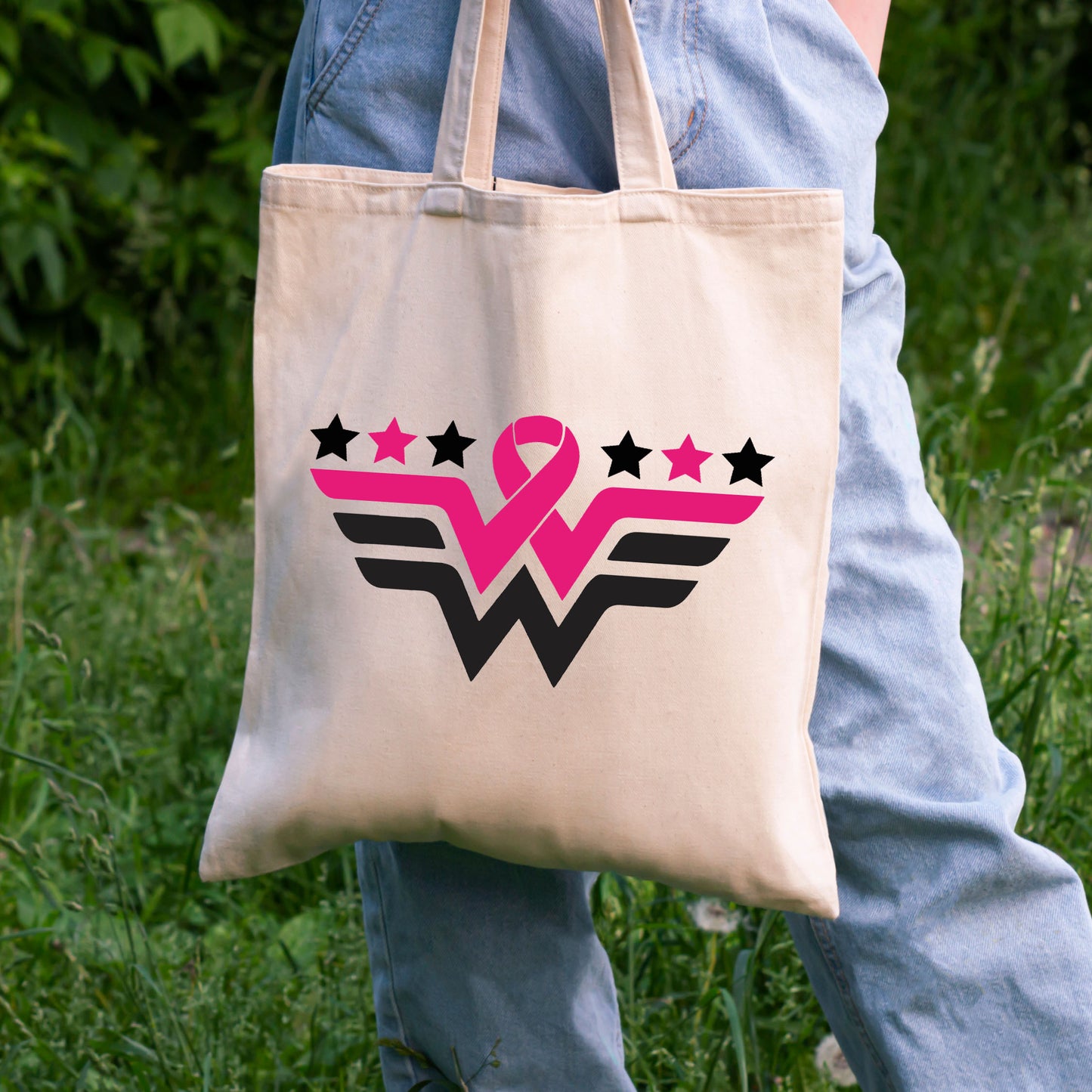 Brest Cancer Pi̇nk Ribbon Tote Bag, Pink Ribbon Bag, Tote Canvas Bags For Women-newamarketing