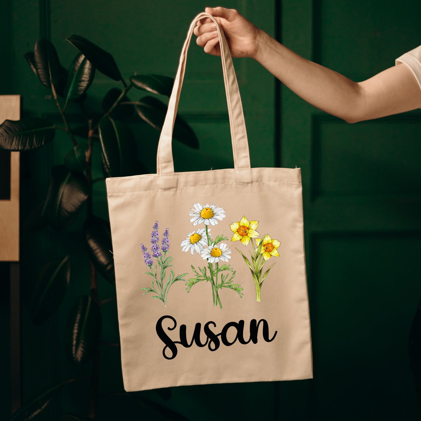 Floral Tote Bag, Personalized Floral Tote Bag, Tote Bag Flowers-newamarketing