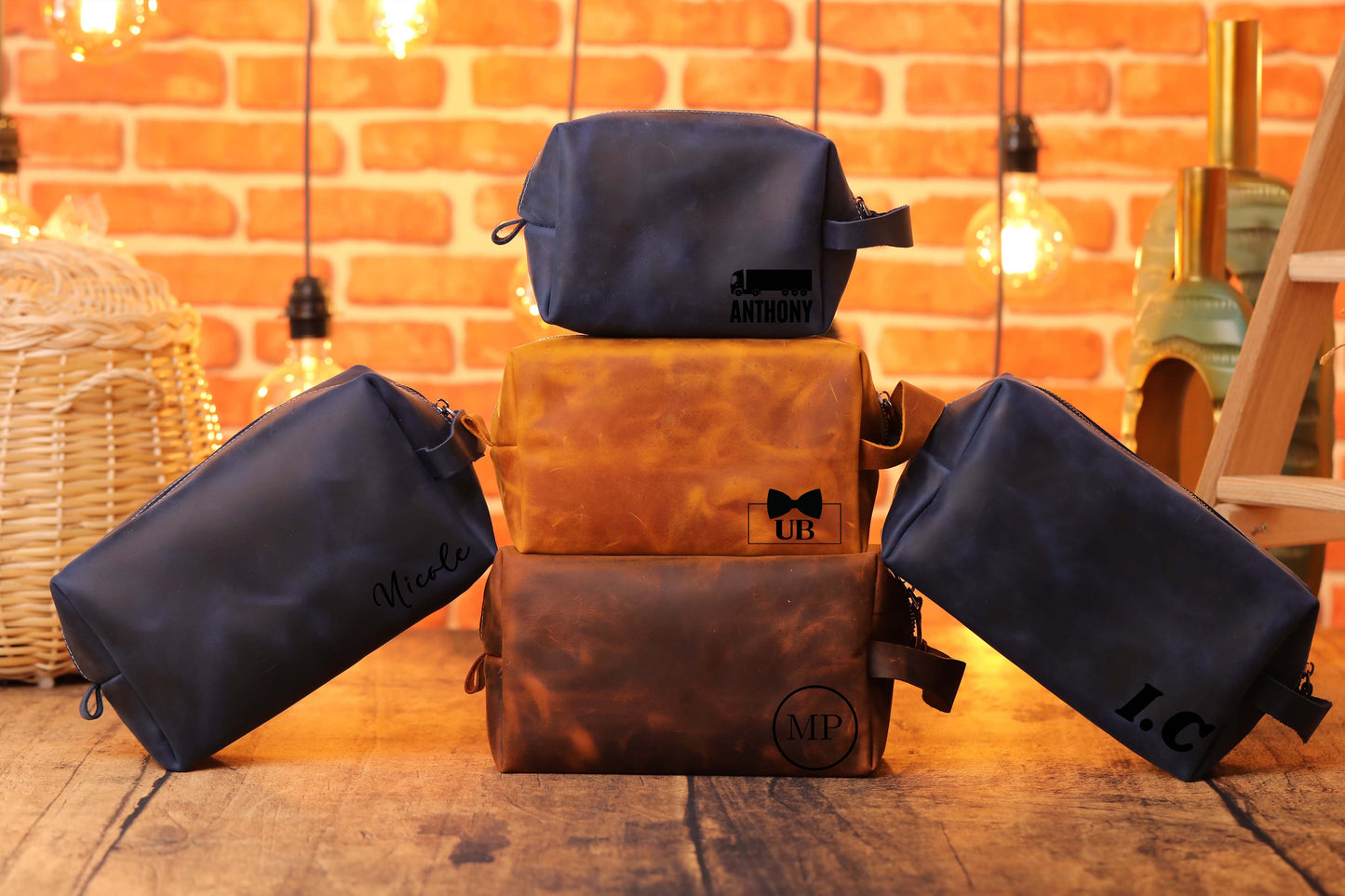 Custom Leather Dopp Kit, Leather Travel Shaving Kit, Monogrammed Dopp Kit-newamarketing
