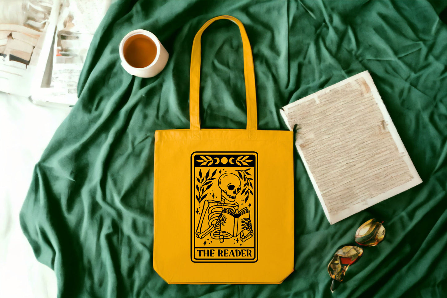 Bookish Tote Bag, Skeleton Tote Bag, Book Lover Gifts Ideas-newamarketing