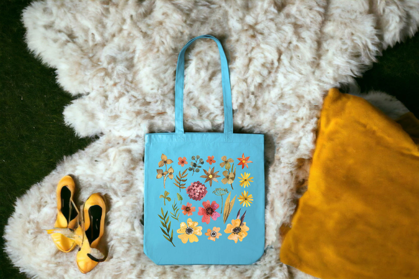 Watercolor Illustration Totes, Flowers Tote Bag, Flower Print Tote Bag-newamarketing