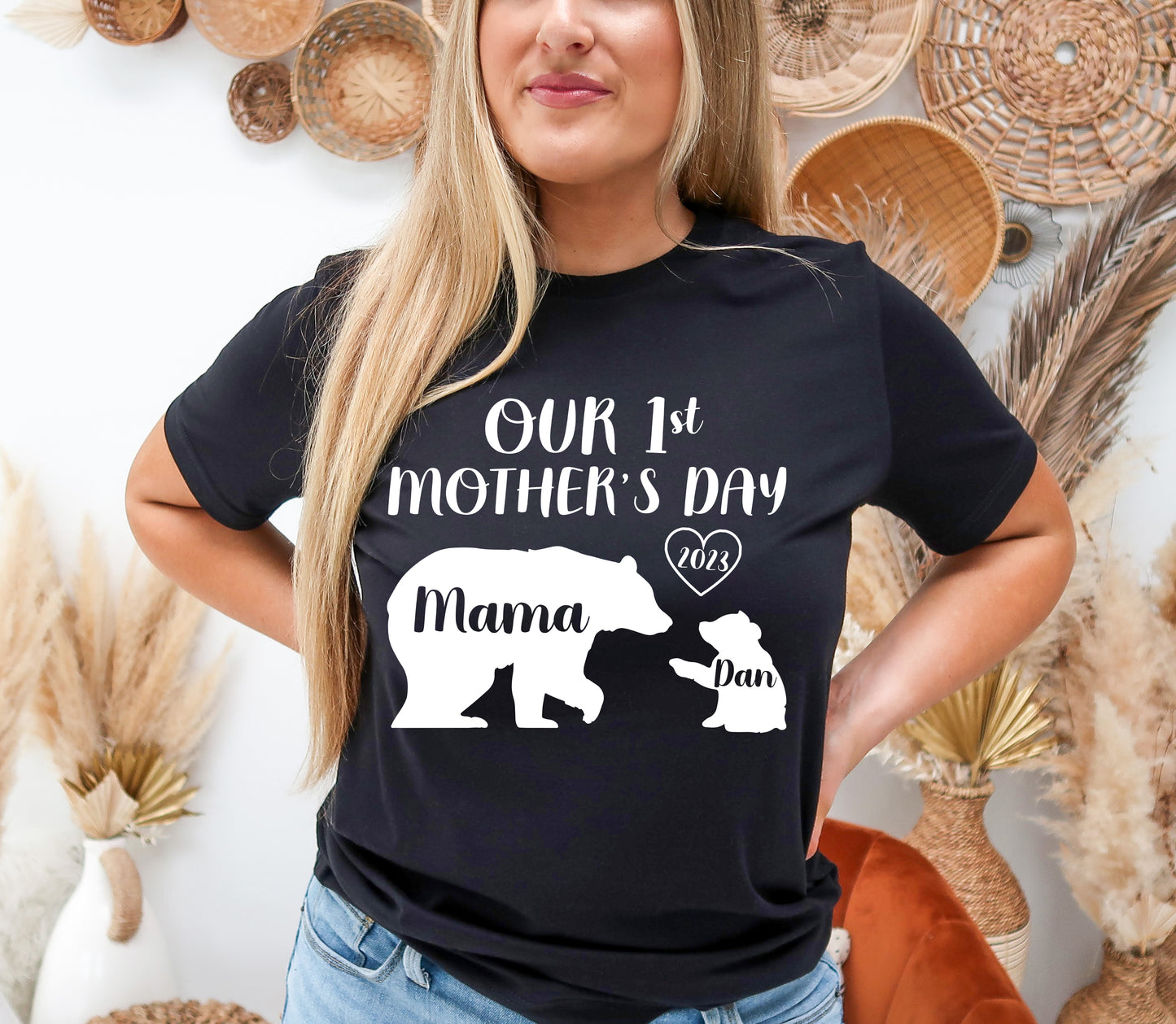 Our 1st Mother's Day Shirt, Mama Bear Shirt with Kids Name, Custom Mom Shirt-newamarketing