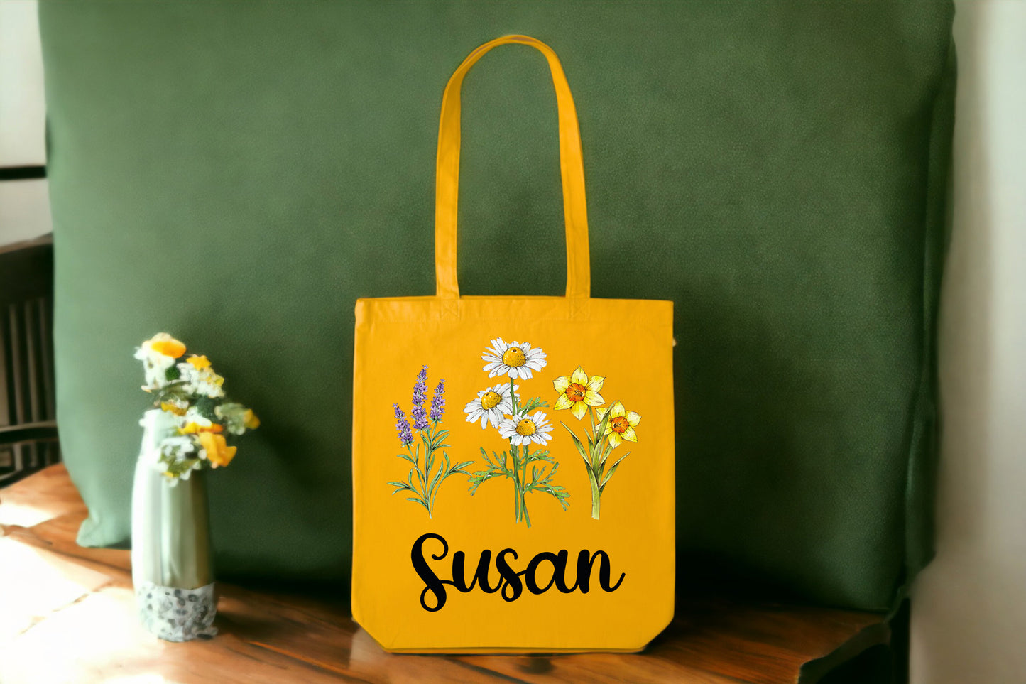 Floral Tote Bag, Personalized Floral Tote Bag, Tote Bag Flowers-newamarketing