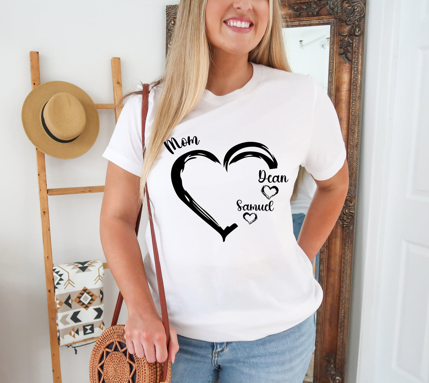 Personalized Mom Shirt, Mom Heart Shirt, Mom Shirt with Kids Name-newamarketing