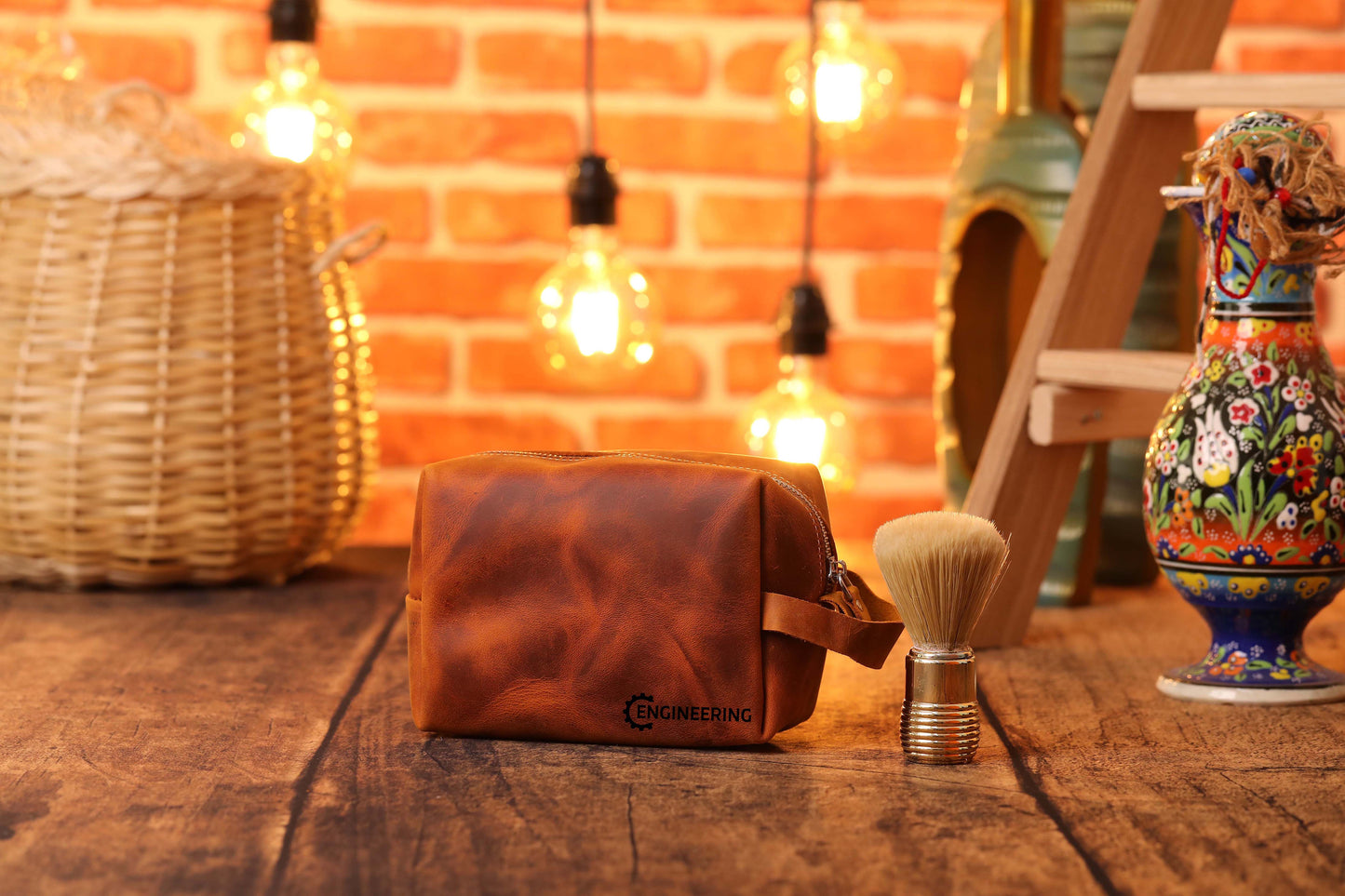 Custom Leather Dopp Kit, Leather Travel Shaving Kit, Monogrammed Dopp Kit-newamarketing