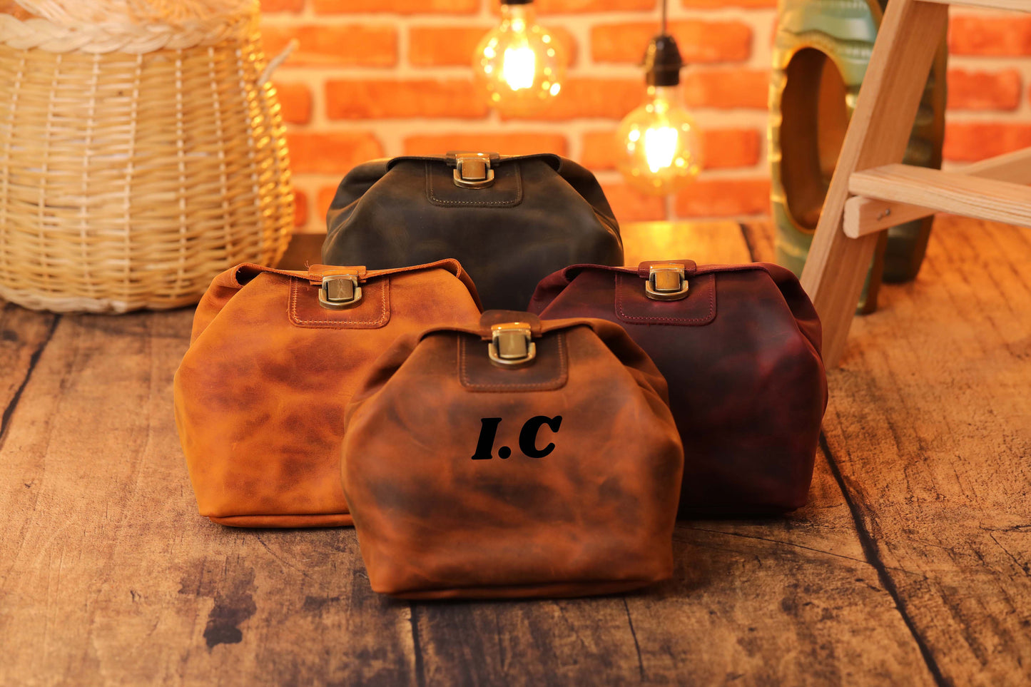 Women Dopp Kit, Toiletry Bag Women, Leather Cosmetic Bag