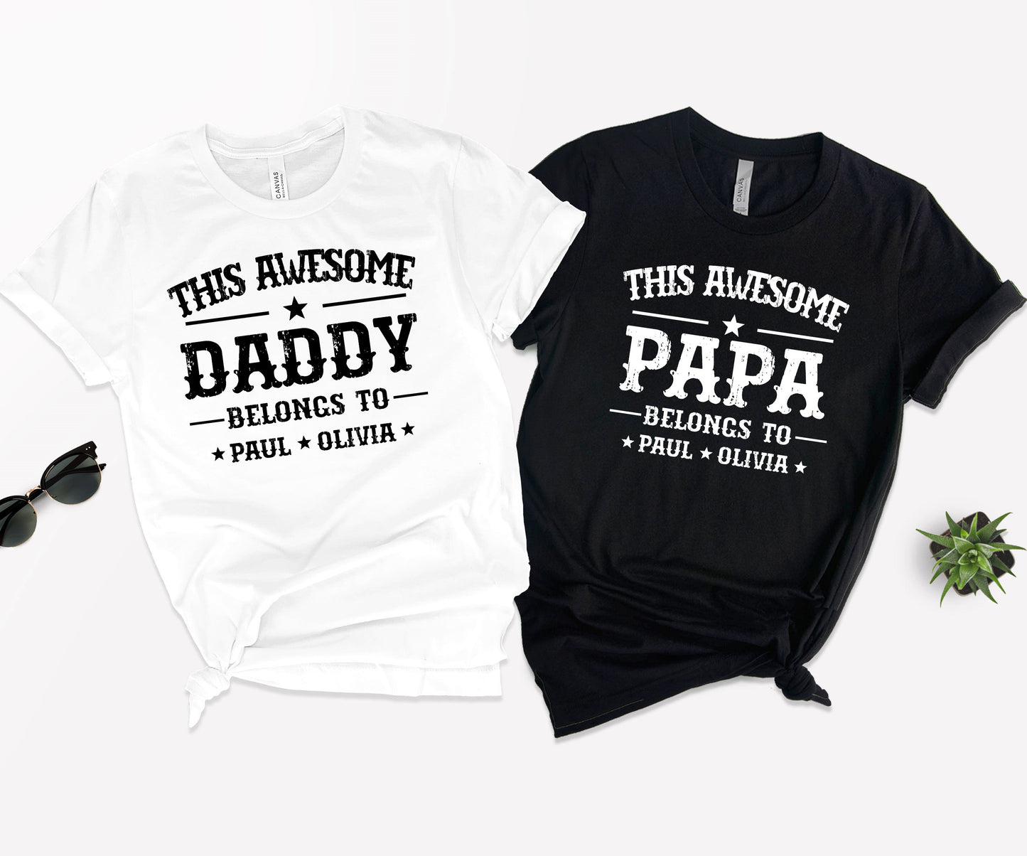 This Awesome Belongs to Shirt, Dad Shirt with Kids Names, Custom Dad Tee-newamarketing