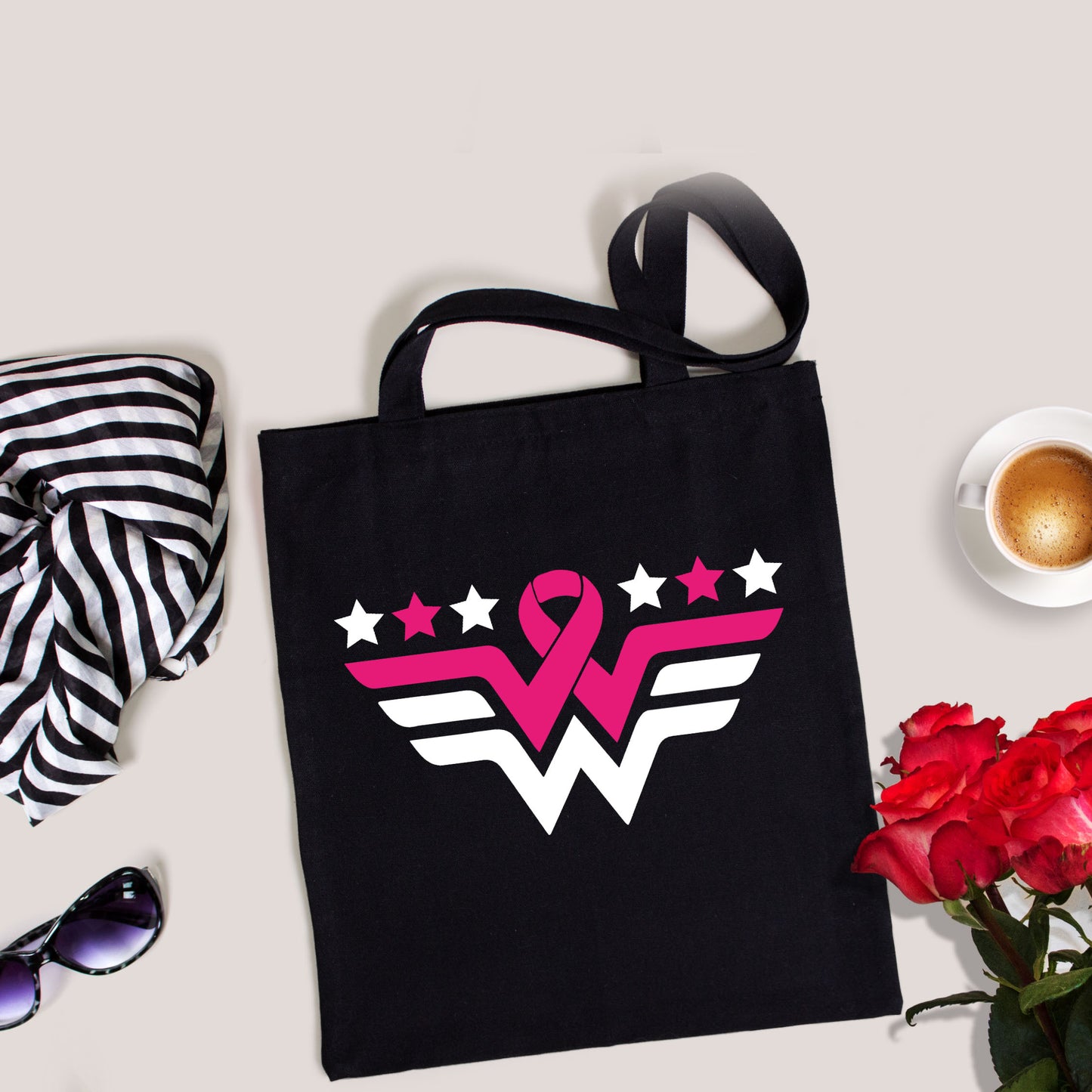 Brest Cancer Pi̇nk Ribbon Tote Bag, Pink Ribbon Bag, Tote Canvas Bags For Women-newamarketing