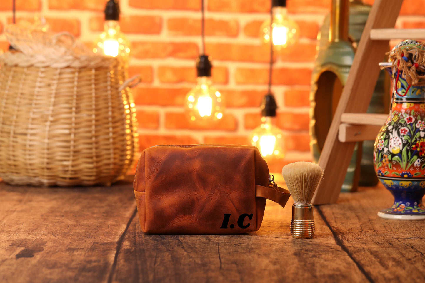 Custom Leather Dopp Kit, Leather Travel Shaving Kit, Monogrammed Dopp Kit-newamarketing