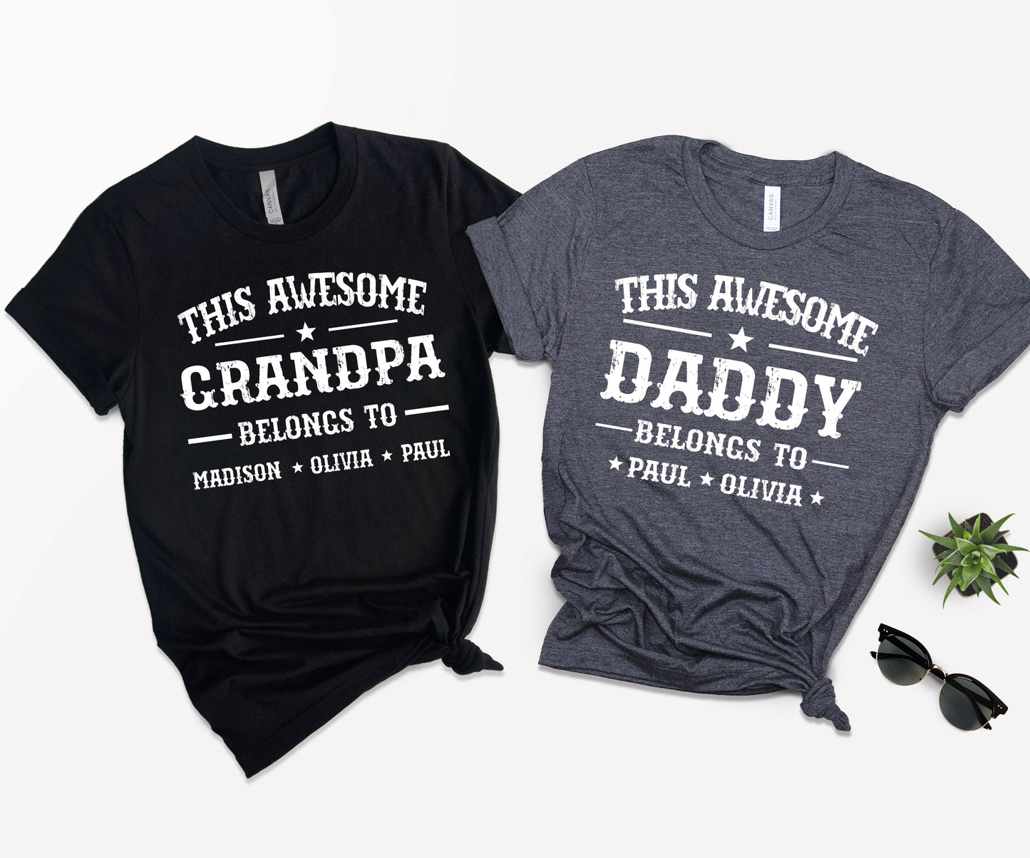 This Awesome Belongs to Shirt, Dad Shirt with Kids Names, Custom Dad Tee-newamarketing
