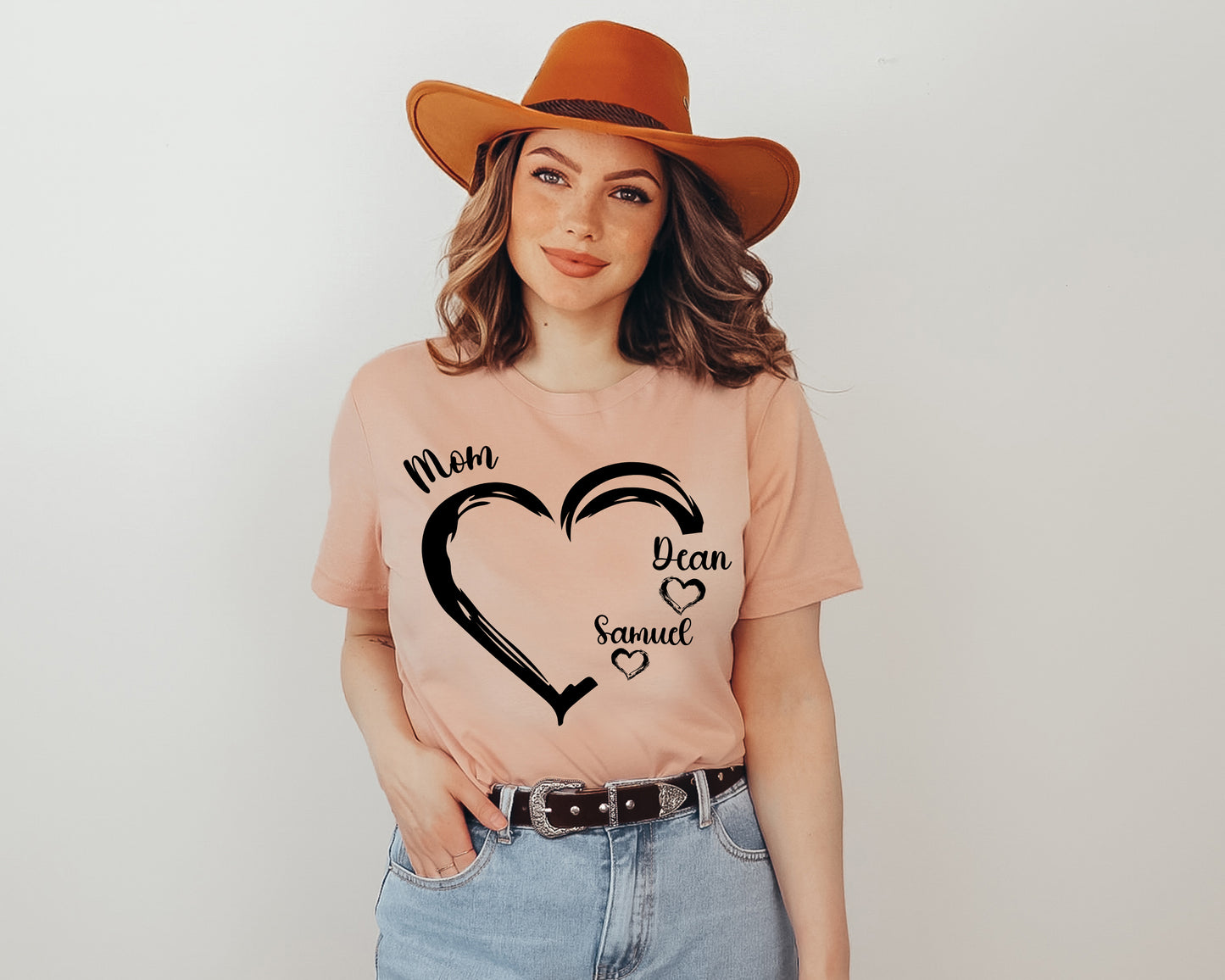 Personalized Mom Shirt, Mom Heart Shirt, Mom Shirt with Kids Name-newamarketing