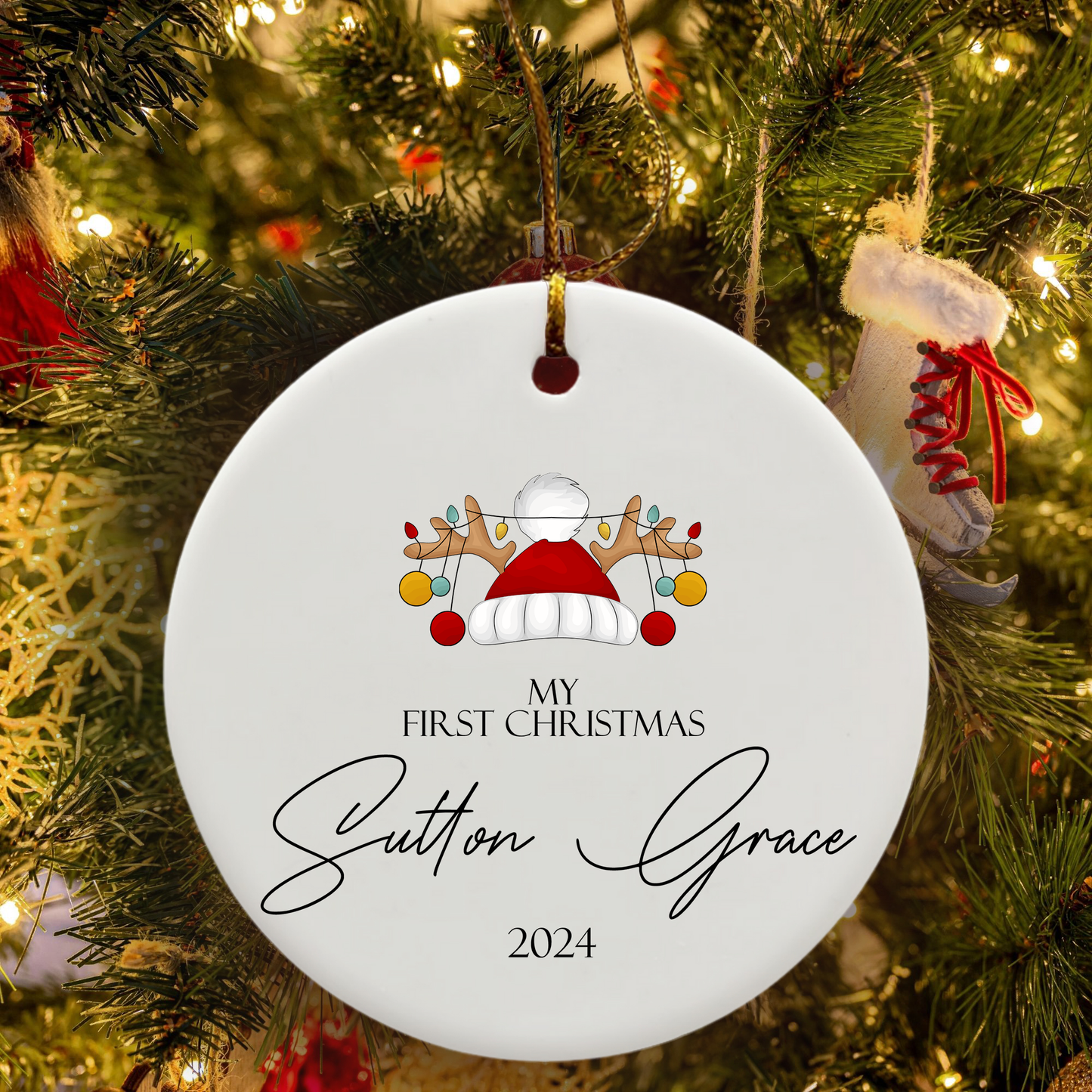 Baby's First Christmas Personalized Ornament - Custom Baby Name Christmas Ornament