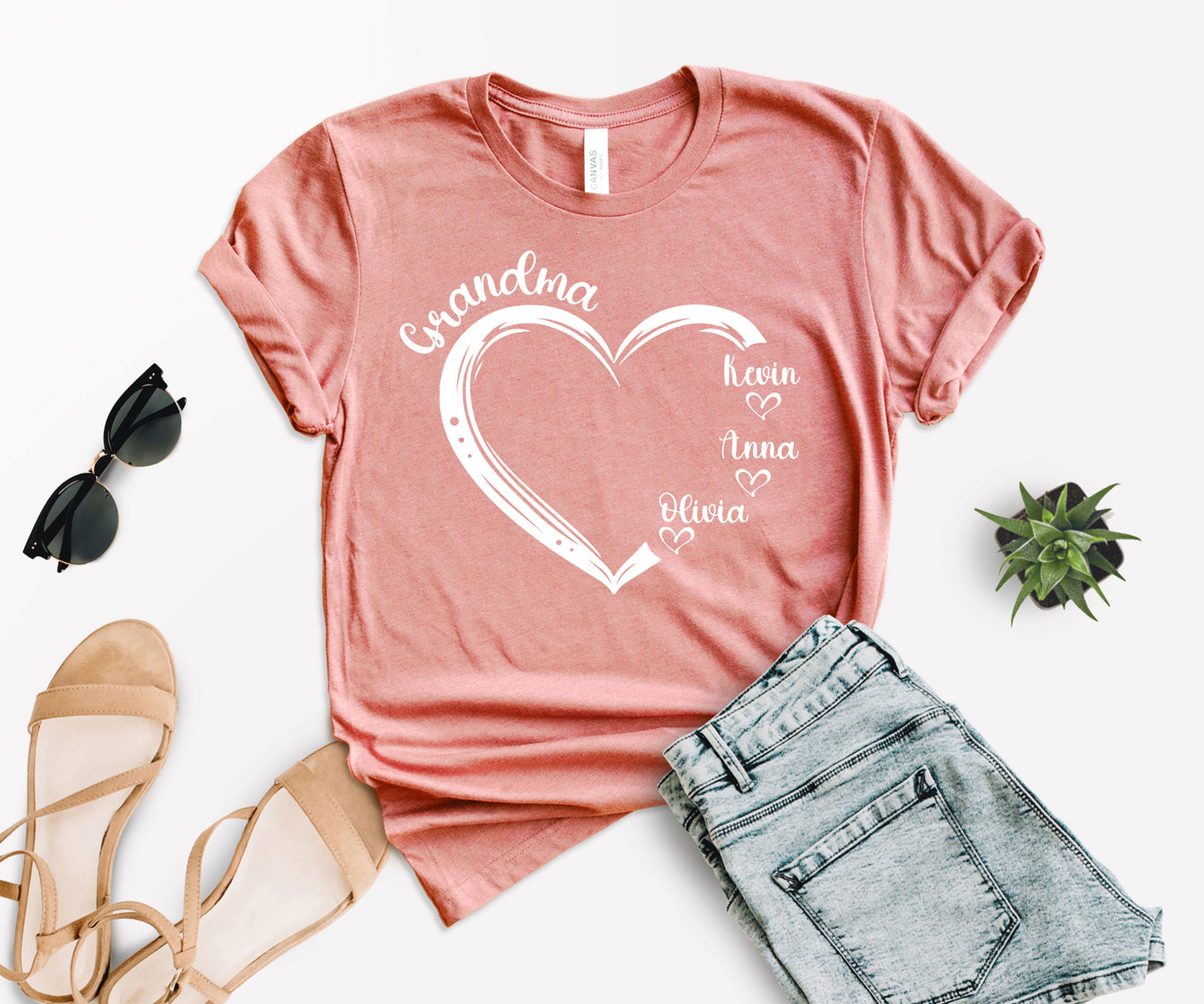 Custom Shirts For Grandma, Personalized Grandma Shirts With Grandkids Names, Grandma Heart Shirt-newamarketing