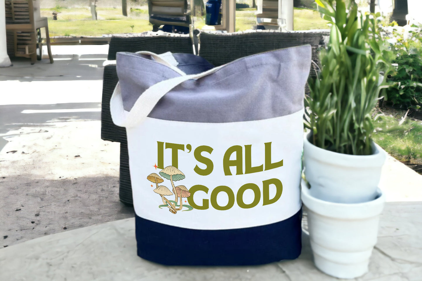 It's All Good Tote Bag, Inspirational Bag, Tri Color Tote Bag-newamarketing