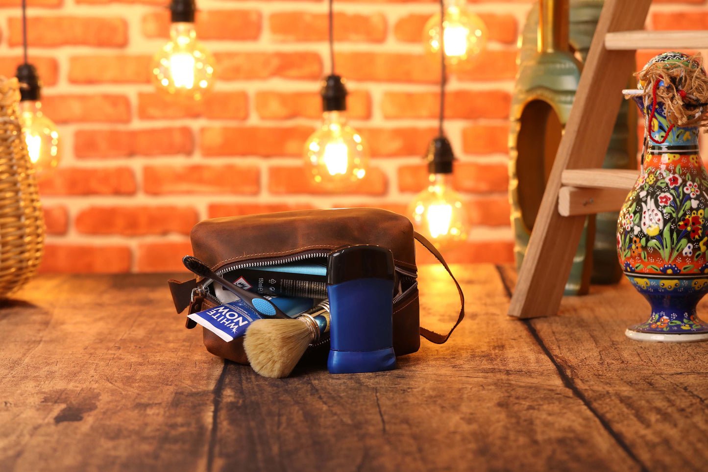 Custom Leather Dopp Kit, Leather Travel Shaving Kit, Monogrammed Dopp Kit-newamarketing