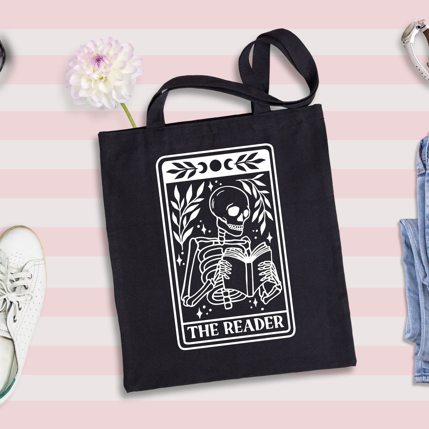 Bookish Tote Bag, Skeleton Tote Bag, Book Lover Gifts Ideas-newamarketing