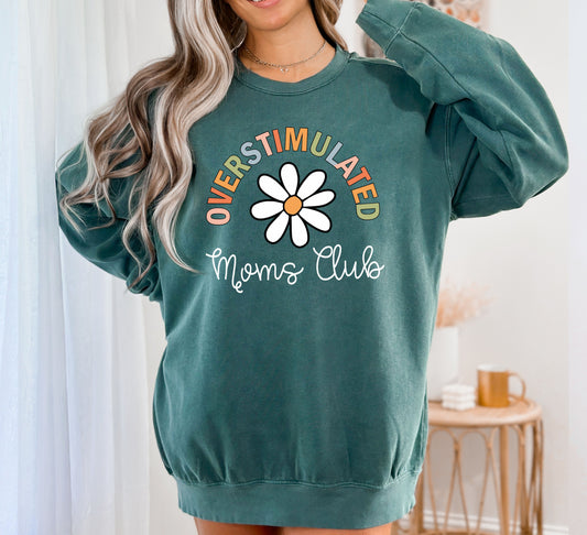 Overstimulated Moms Club Sweatshirt, Vintage Comfort Colors, Comfort Colors Sweatshirt Hoodie-newamarketing