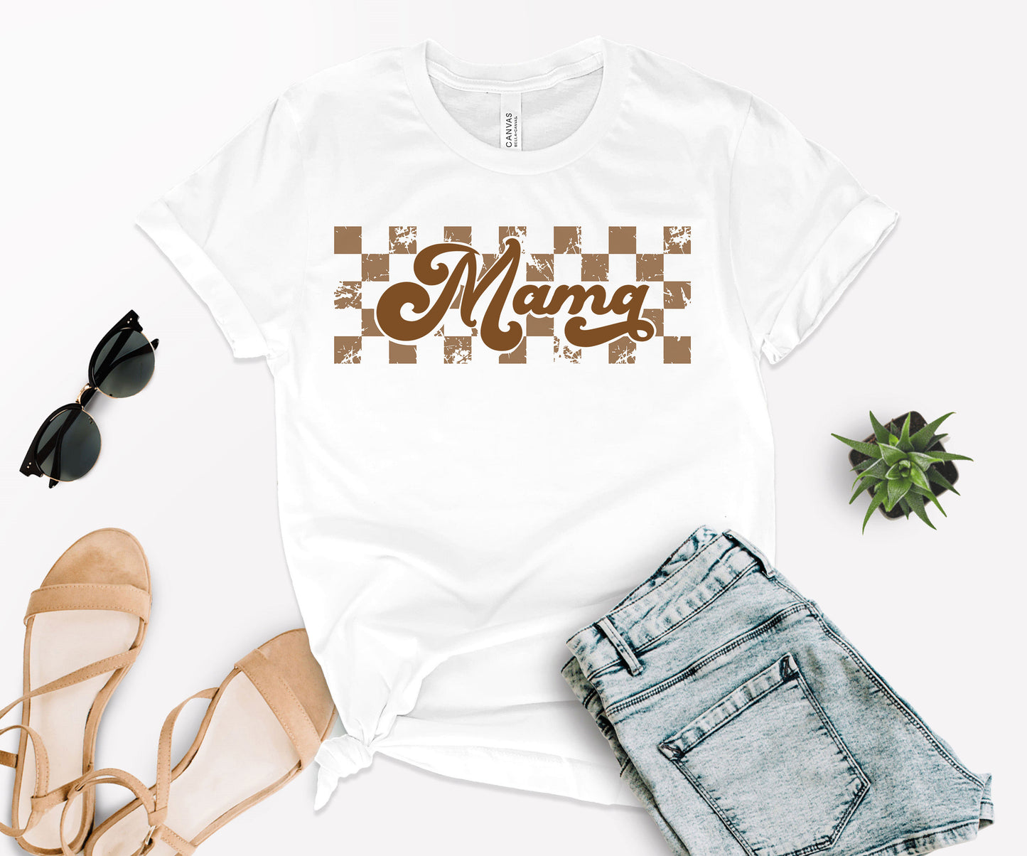 Checkered Mama Shirt, Retro Mama Shirt, Checkered Shirt Women's-newamarketing