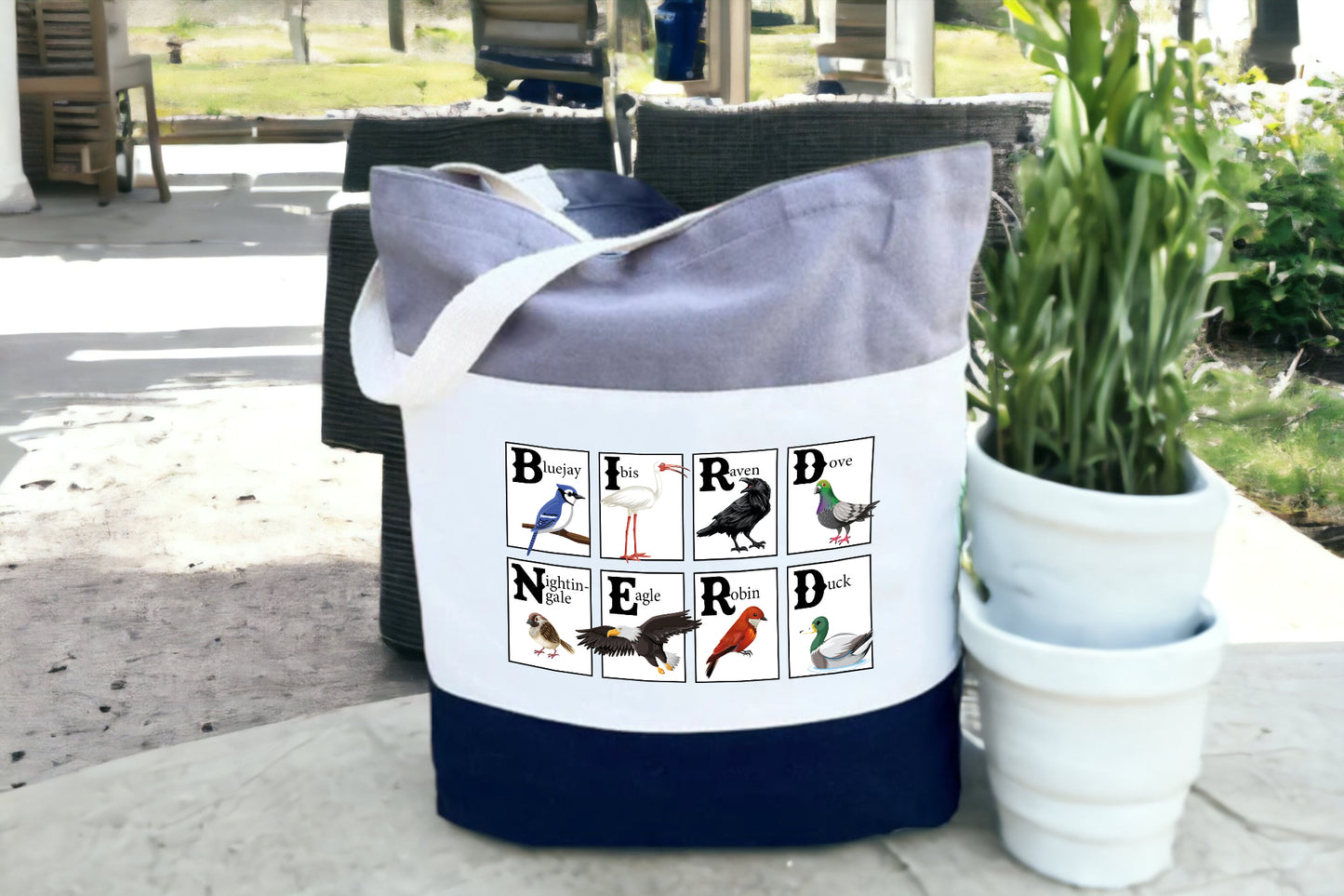 Bird Tote Bag, Bird Nerd Gifts, Tri Color Tote Bag