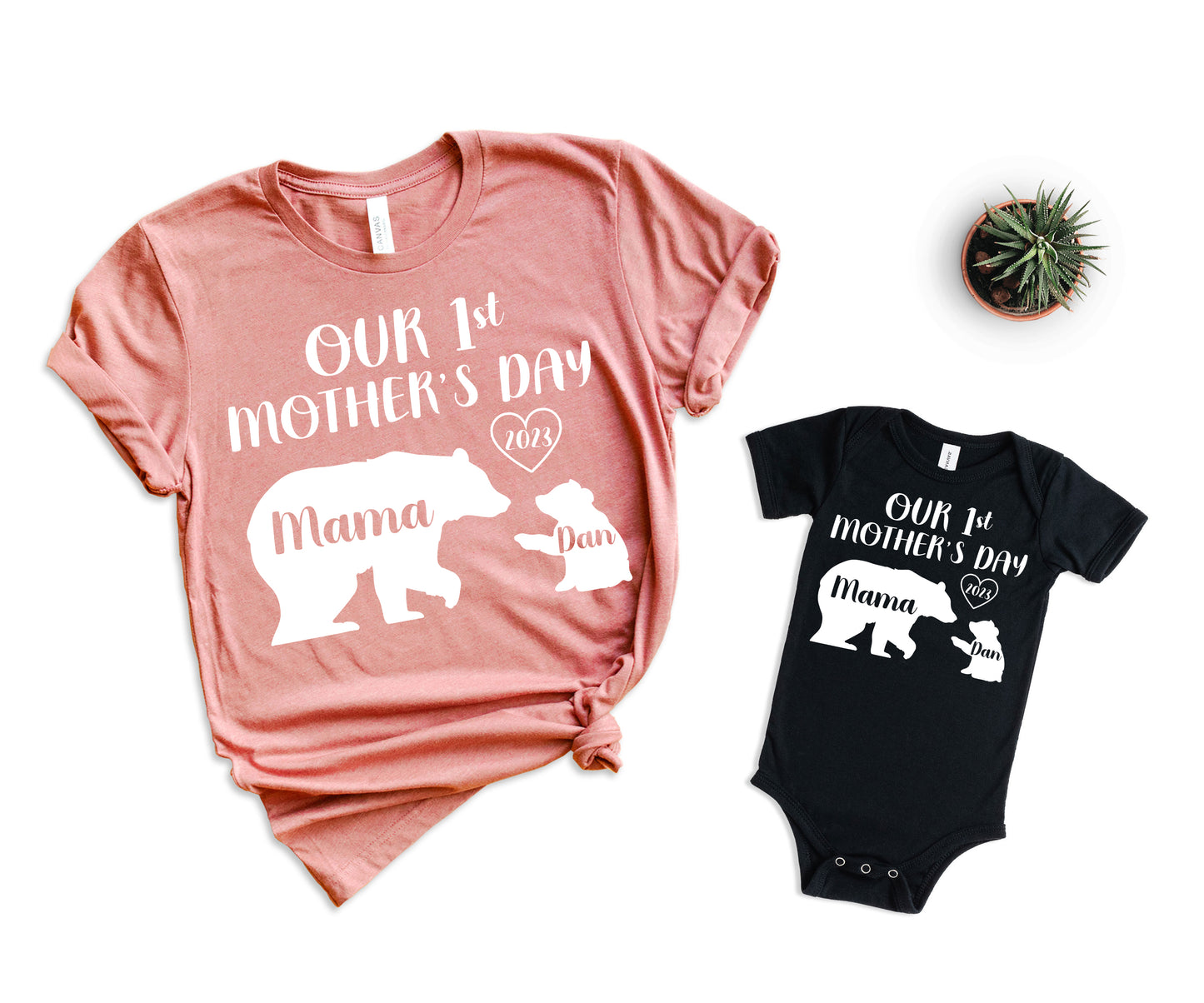 Our 1st Mother's Day Shirt, Mama Bear Shirt with Kids Name, Custom Mom Shirt-newamarketing