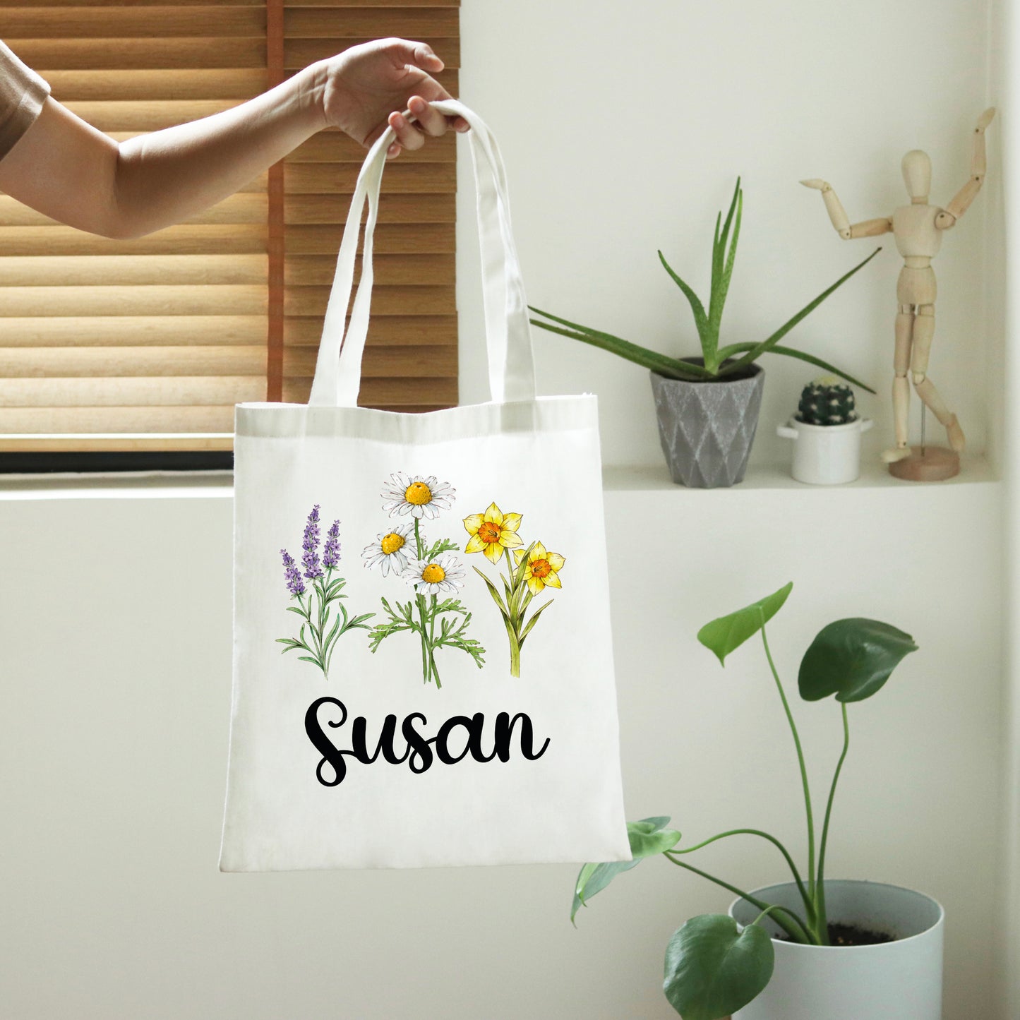 Floral Tote Bag, Personalized Floral Tote Bag, Tote Bag Flowers-newamarketing