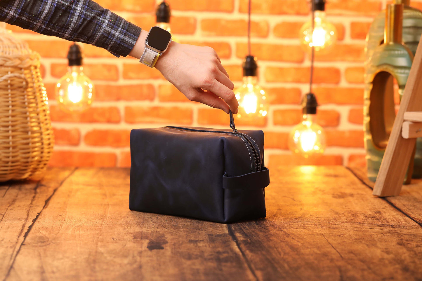 Custom Leather Dopp Kit, Leather Travel Shaving Kit, Monogrammed Dopp Kit-newamarketing