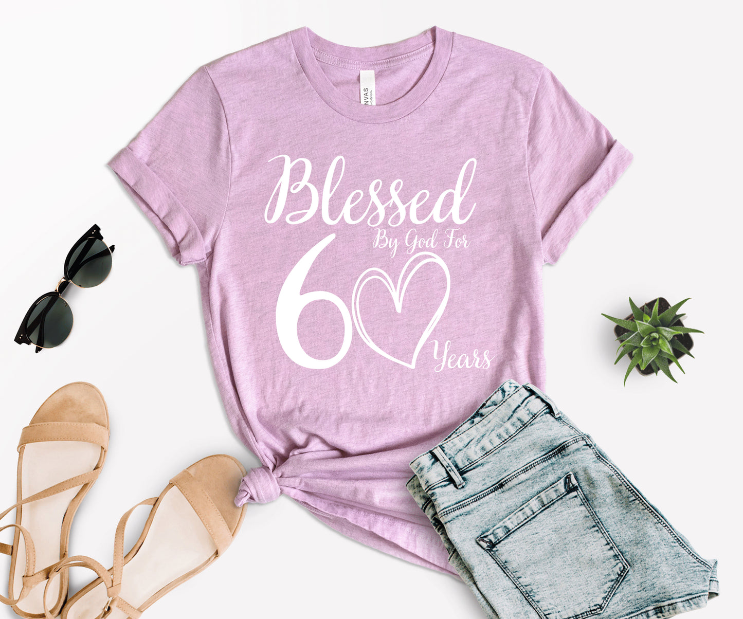 60th Birthday T-Shirt, Personalized Birthday Shirt, Blessed by God for 60 Years-newamarketing