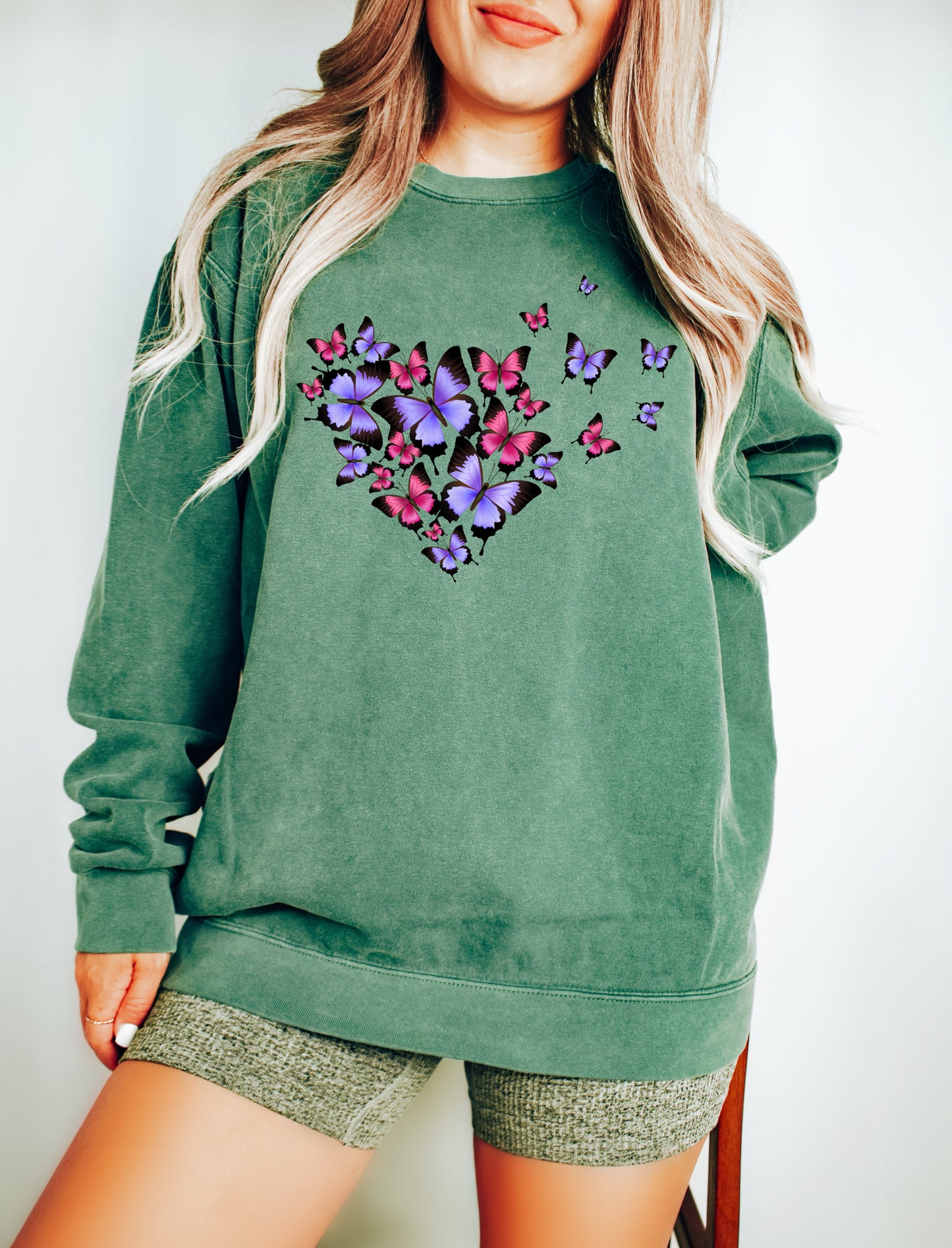 Comfort Color Sweatshirt, Sweater with Butterflies, Butterfly Sweatshirts-newamarketing