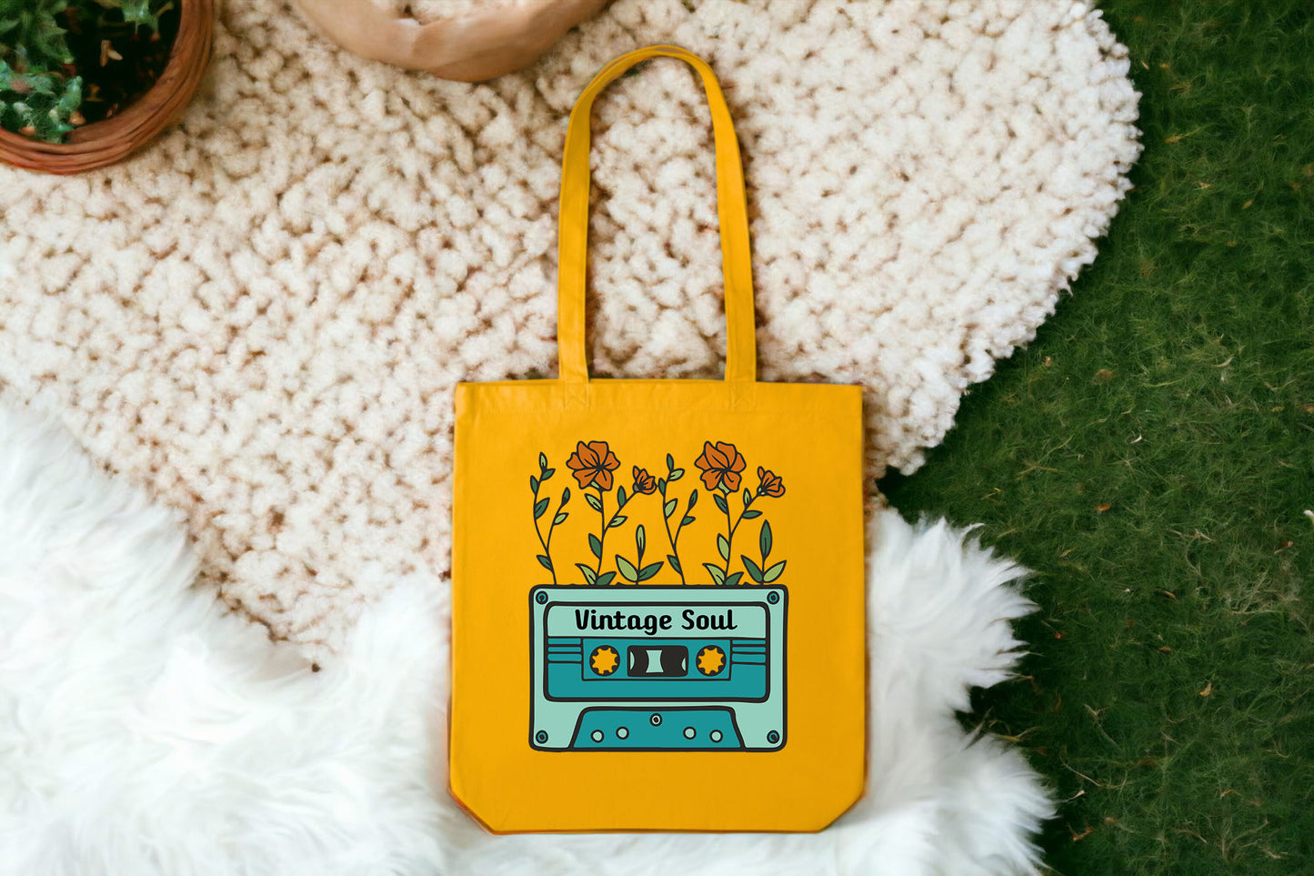 Vintage Tote Bag, Cassette Tote Bag, Music Tote Bag-newamarketing