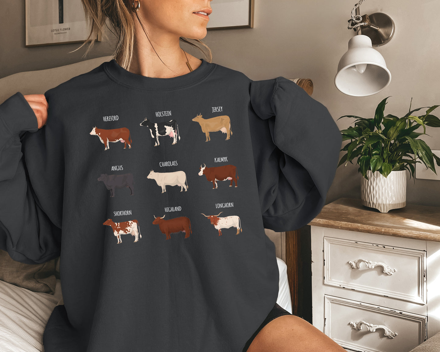 Cow Sweatshirt, Cow Print Hoodie, Cows Sweater-newamarketing