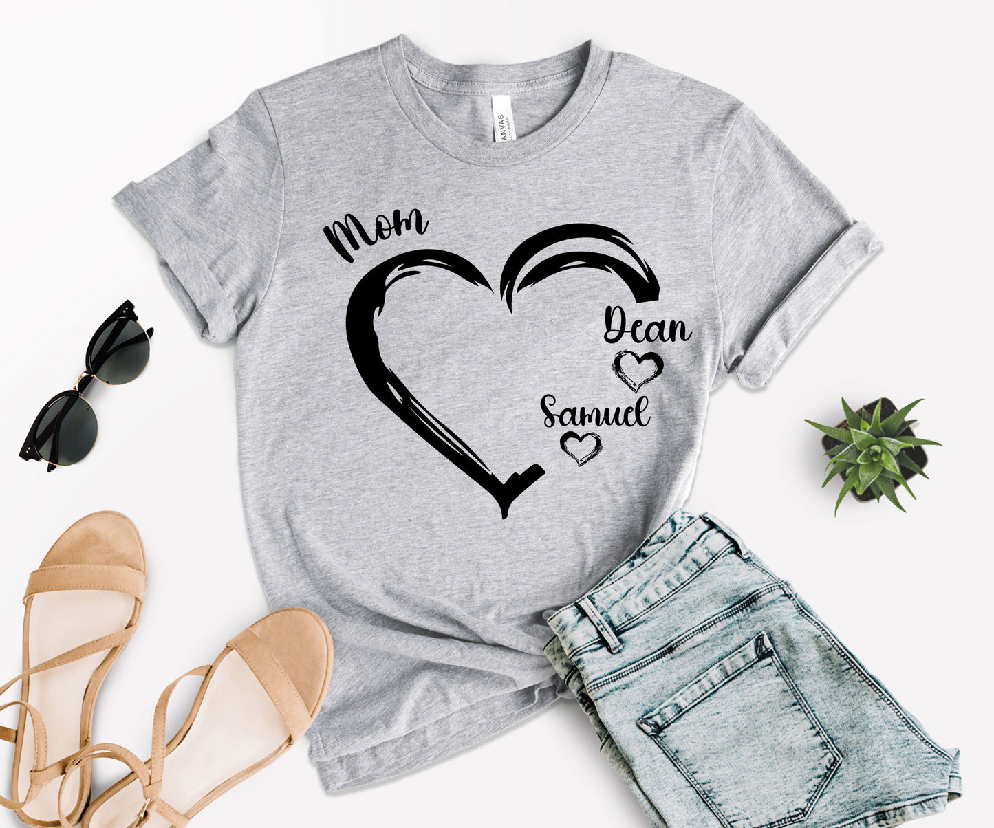 Personalized Mom Shirt, Mom Heart Shirt, Mom Shirt with Kids Name-newamarketing