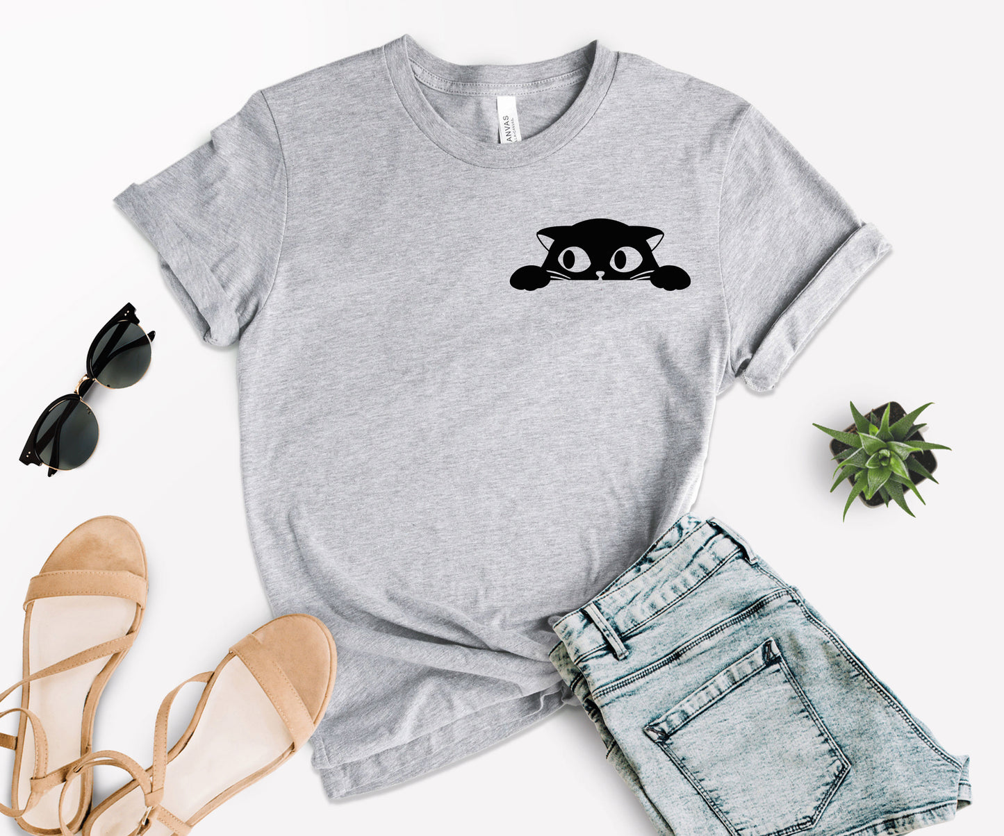 Cat Pocket Shirt, Black Cat Shirt, Cat Shirt-newamarketing