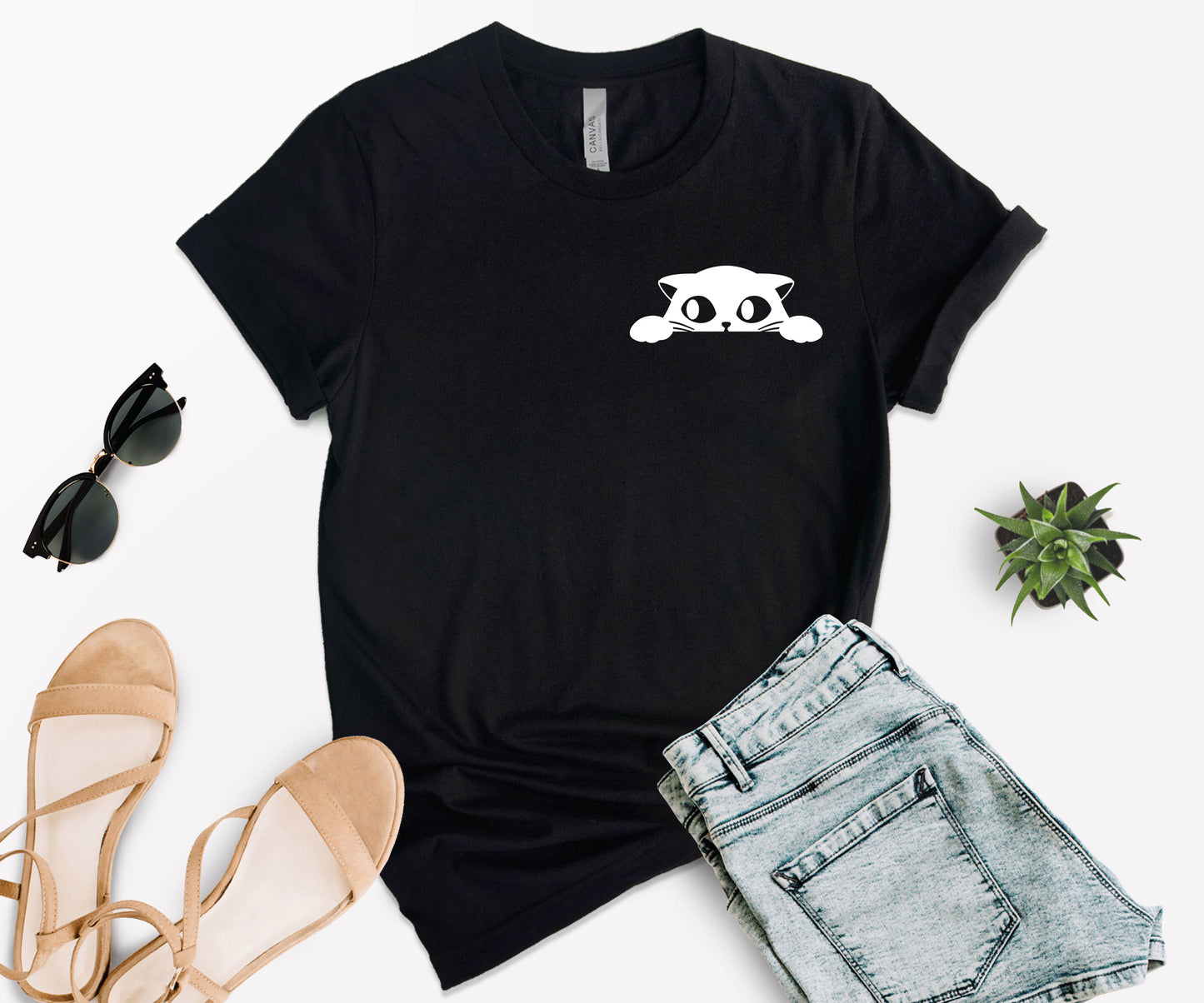 Cat Pocket Shirt, Black Cat Shirt, Cat Shirt-newamarketing