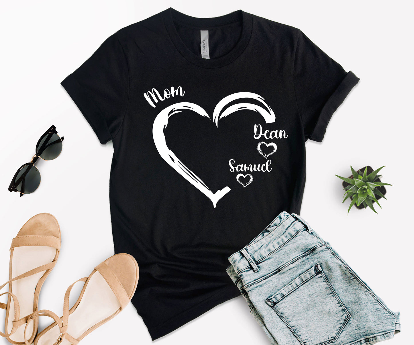 Personalized Mom Shirt, Mom Heart Shirt, Mom Shirt with Kids Name-newamarketing