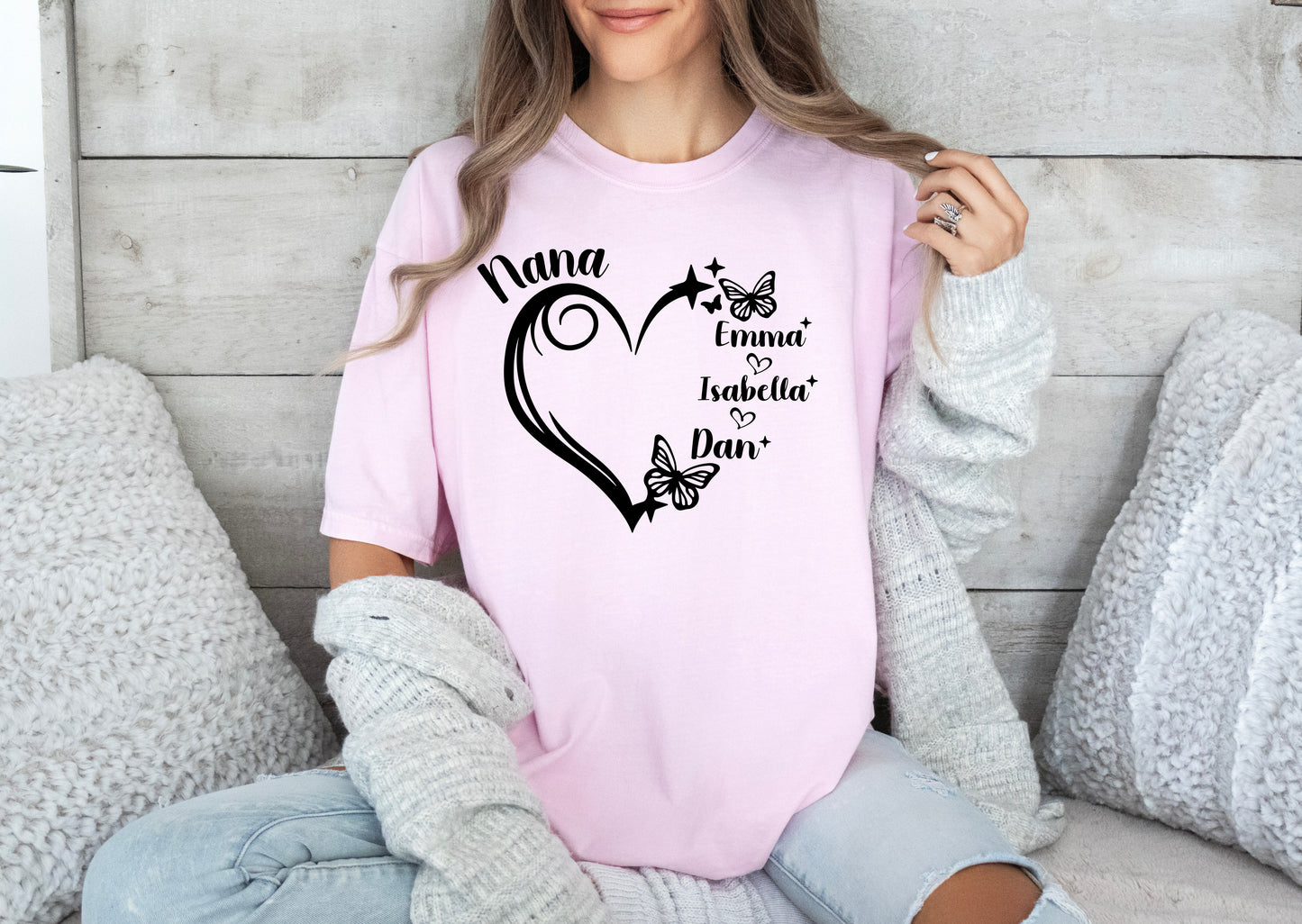 Nana Personalized Shirts, Grandma Heart Shirt, Custom Grandma Shirt-newamarketing