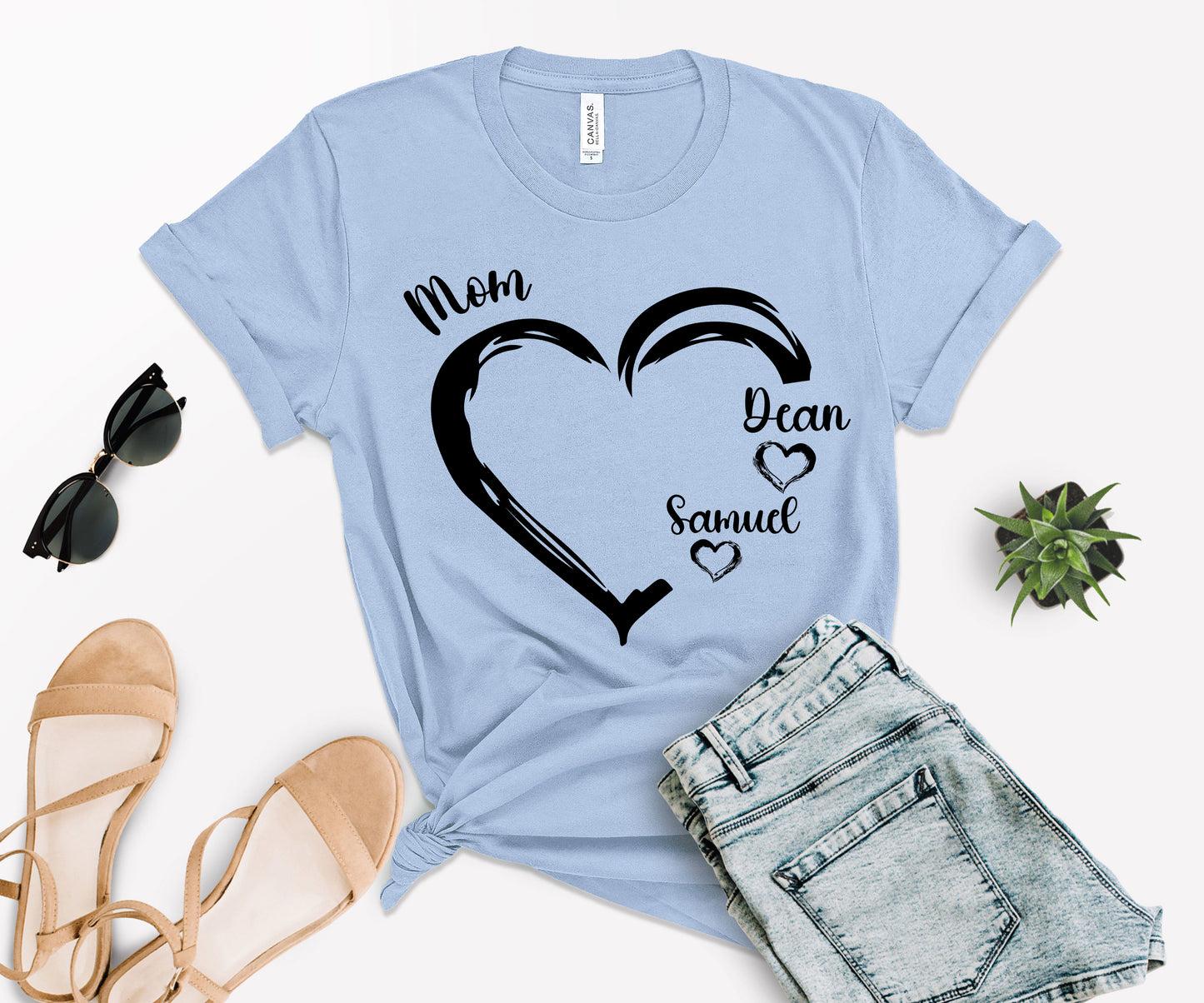 Personalized Mom Shirt, Mom Heart Shirt, Mom Shirt with Kids Name-newamarketing