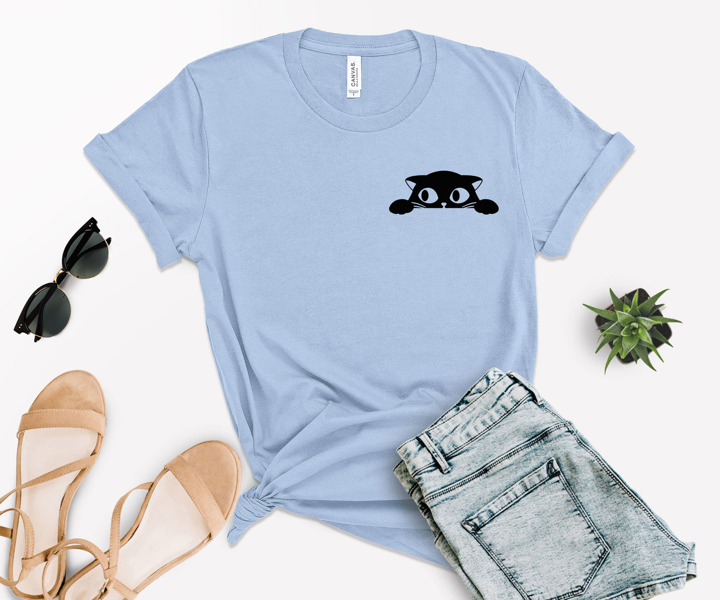 Cat Pocket Shirt, Black Cat Shirt, Cat Shirt-newamarketing