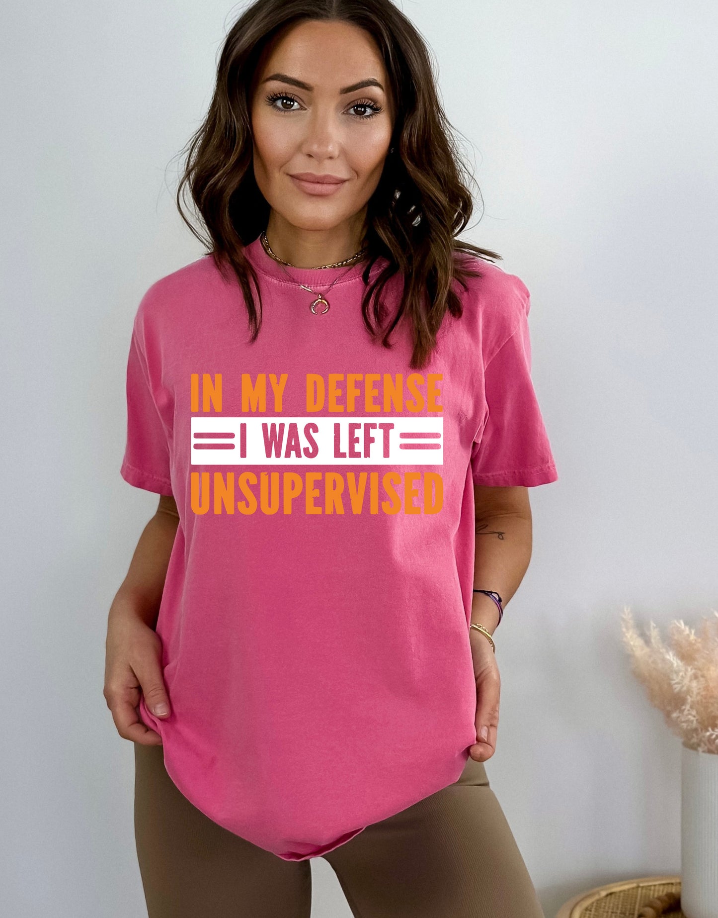 In My Defense I Was Left Unsupervised Shirt, Comfort Color T-Shirts, Funny Shirt-newamarketing