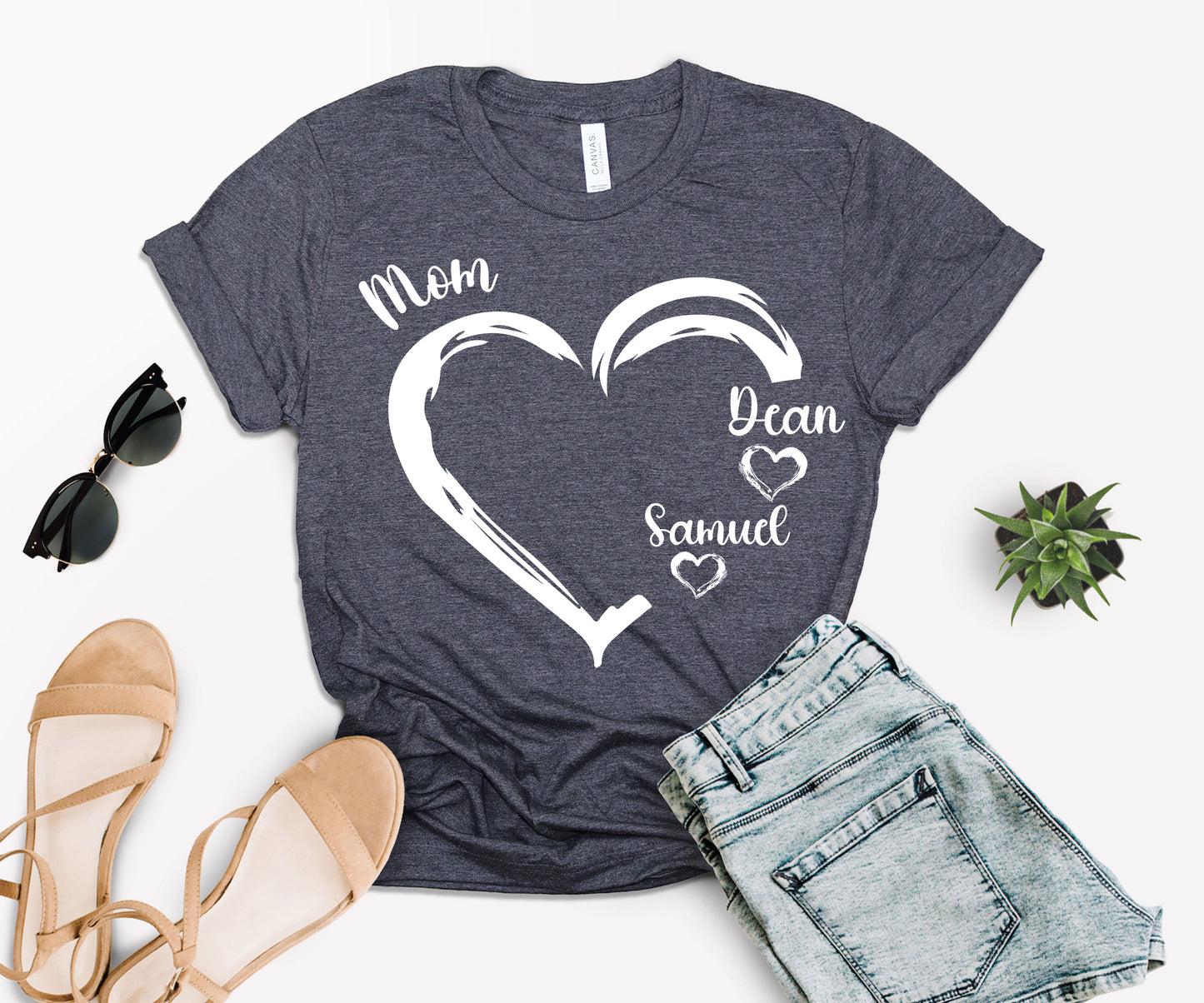 Personalized Mom Shirt, Mom Heart Shirt, Mom Shirt with Kids Name-newamarketing