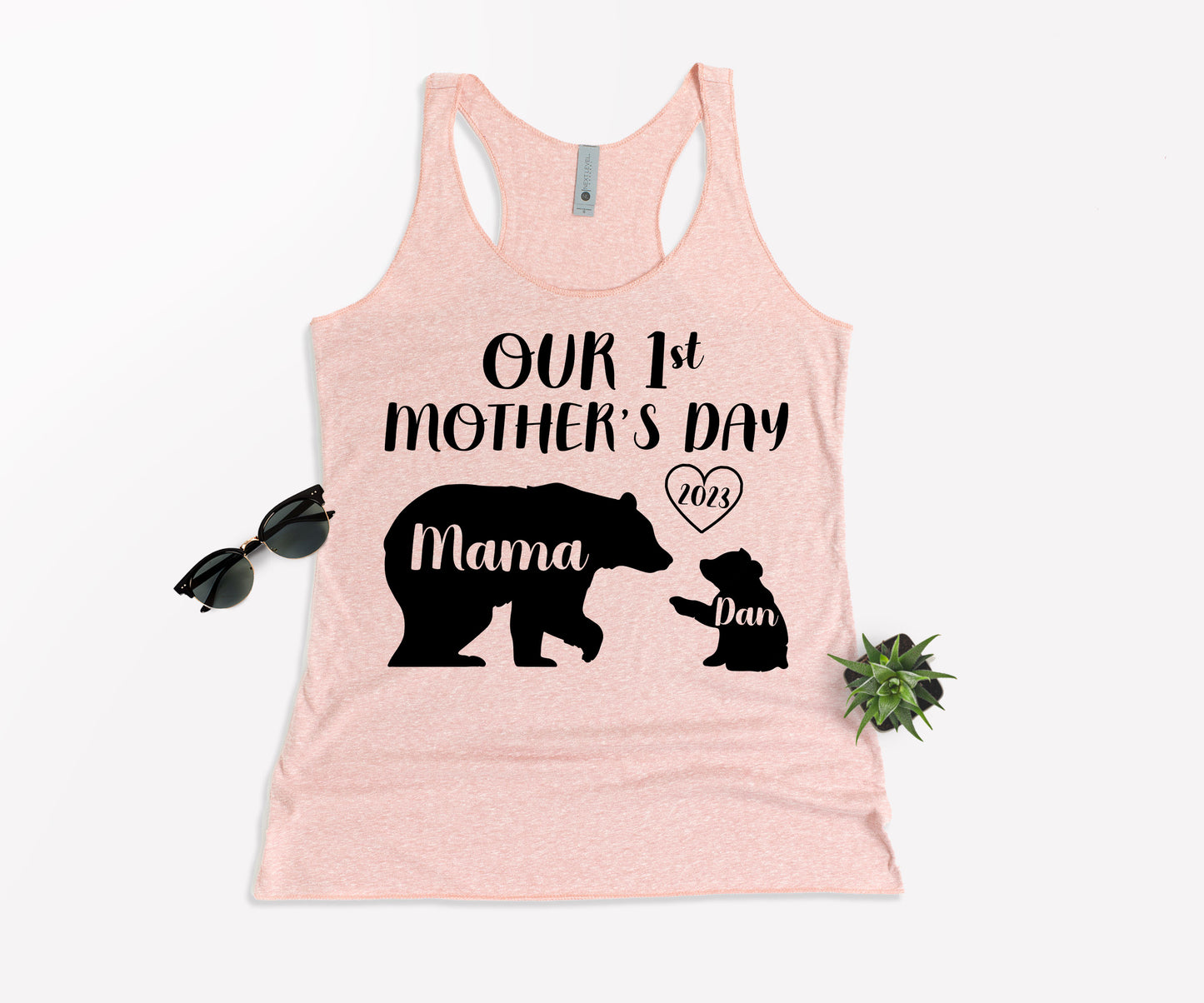 Our 1st Mother's Day Shirt, Mama Bear Shirt with Kids Name, Custom Mom Shirt-newamarketing