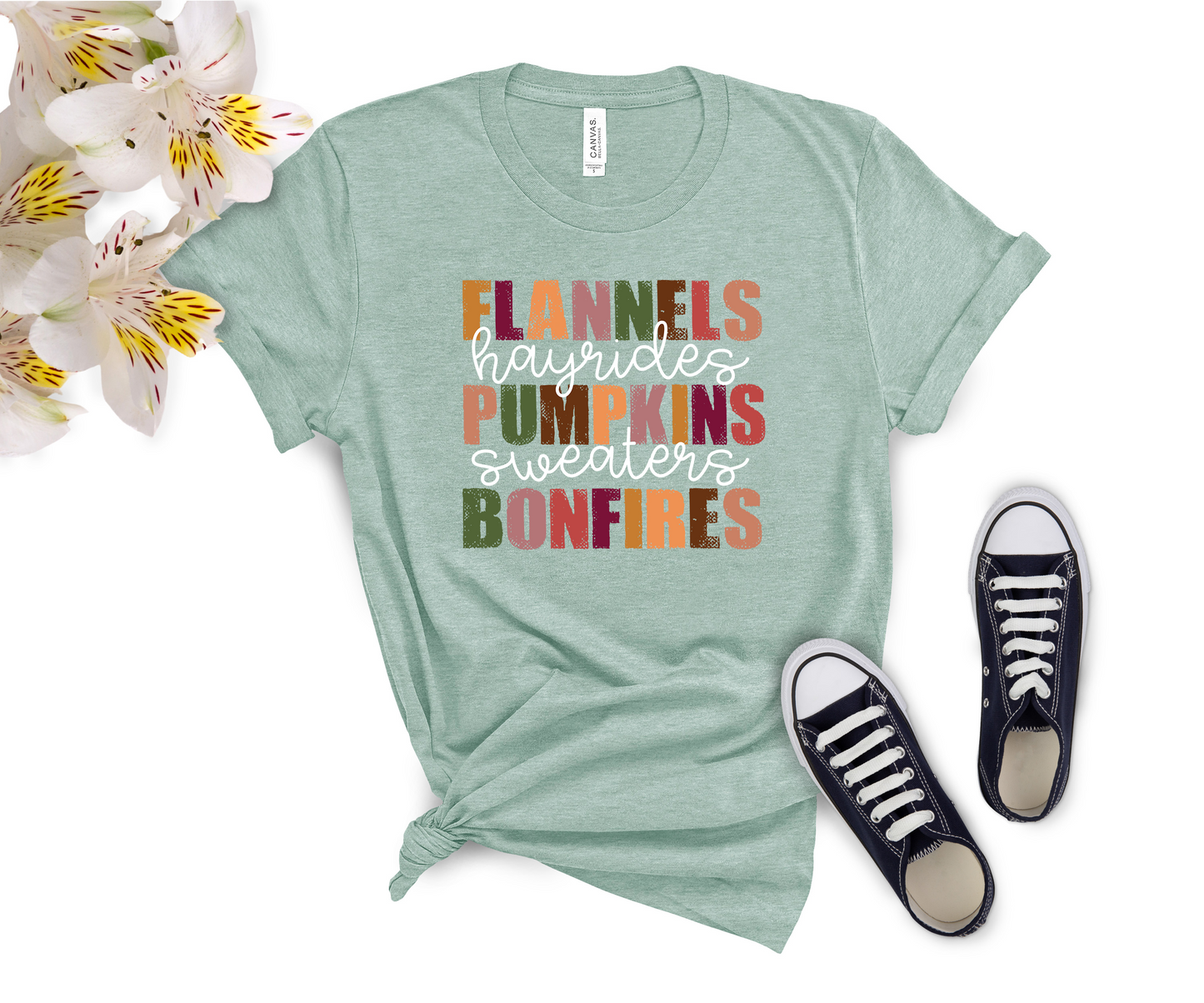 Newa Marketing, Flannels Hayrides Pumpkins Sweaters Bonfires Shirt, Thanksgiving T-Shirts, Pumpkin Fall Shirt, Autumn Tshirt, Halloween, high-quality, Made in the USA, Pumpkin Shirt, moms, father, mother, dad, kids, adult, youth, toddler t-shirt, baby onesie, matching, design, family, soft cotton, holiday, trip, vacation, gift