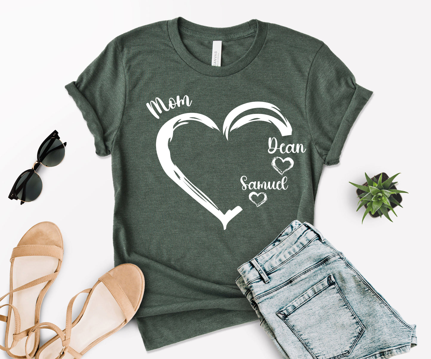 Personalized Mom Shirt, Mom Heart Shirt, Mom Shirt with Kids Name-newamarketing