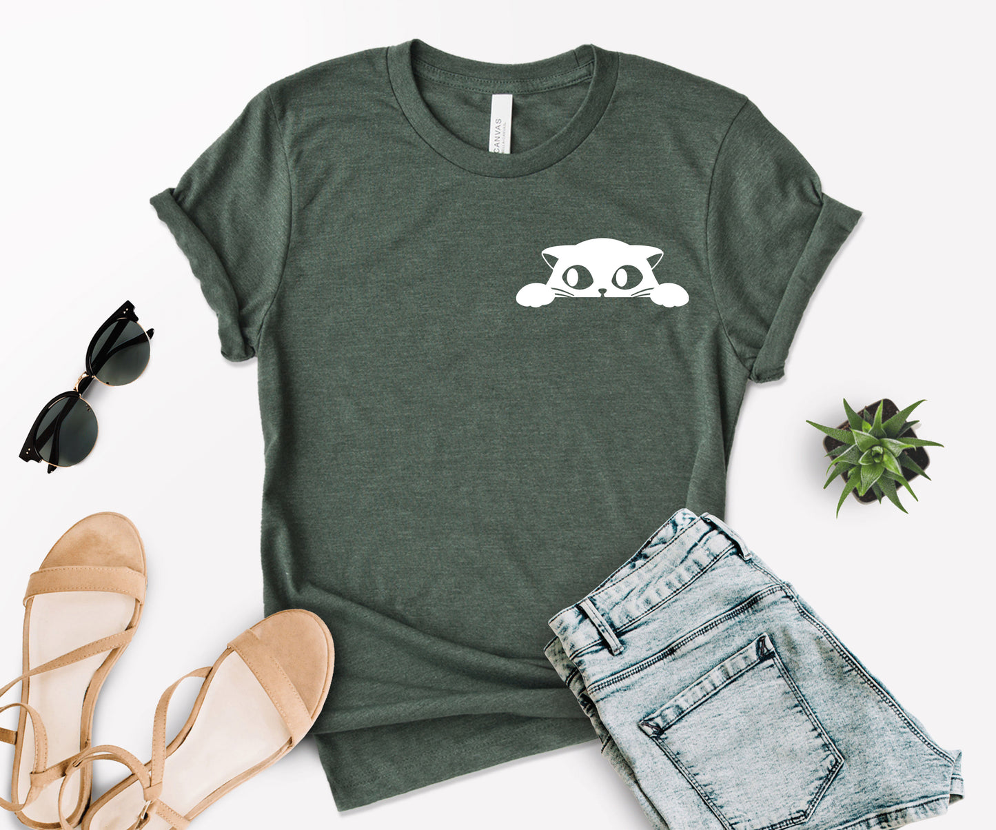 Cat Pocket Shirt, Black Cat Shirt, Cat Shirt-newamarketing