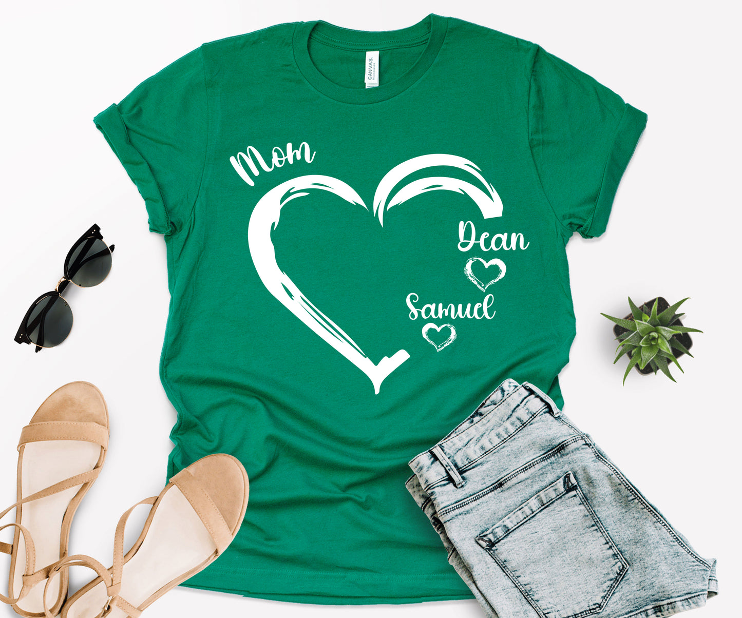 Personalized Mom Shirt, Mom Heart Shirt, Mom Shirt with Kids Name-newamarketing