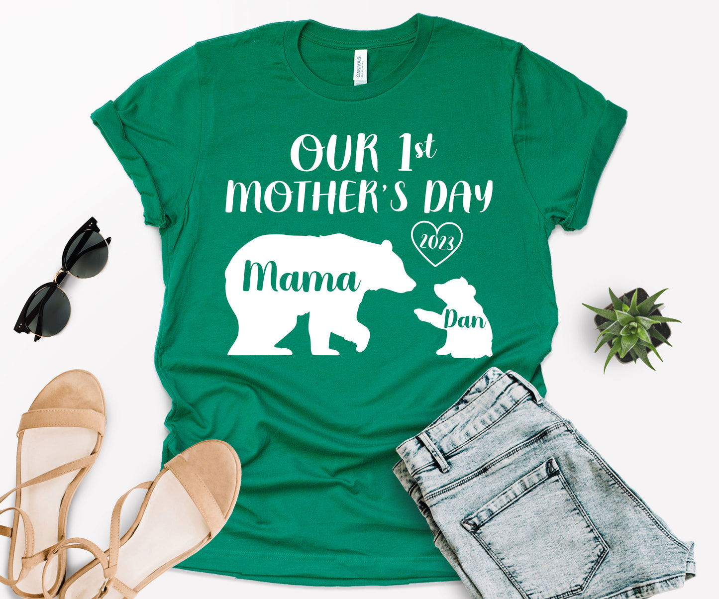 Our 1st Mother's Day Shirt, Mama Bear Shirt with Kids Name, Custom Mom Shirt-newamarketing