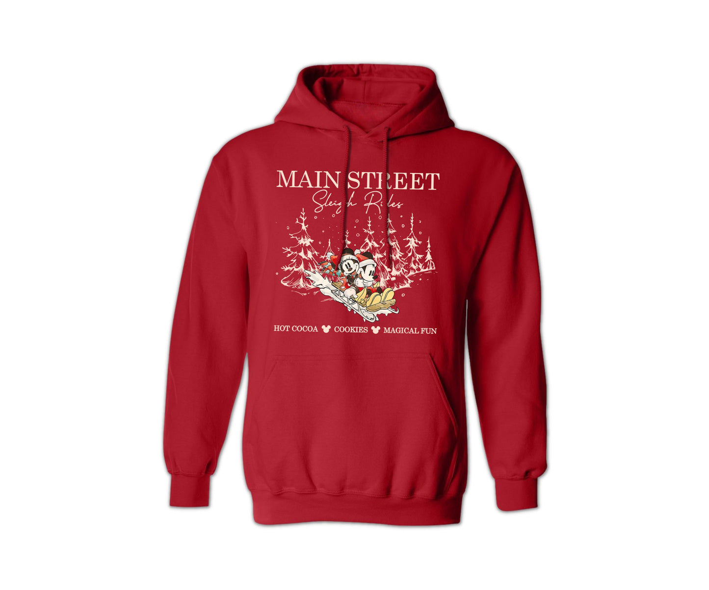 Christmas Holiday Hoodie - Main Street Sleigh Rides Graphic Hoodie for Men & Women, Funny Unisex Christmas Sweater