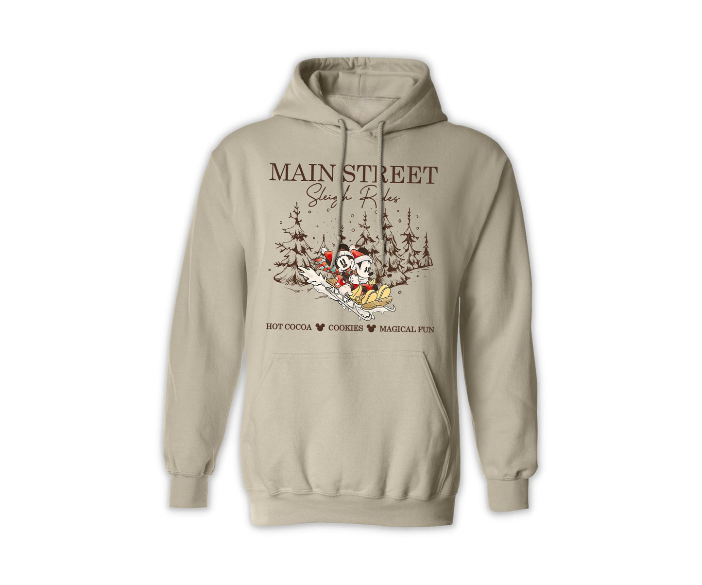 Christmas Holiday Hoodie - Main Street Sleigh Rides Graphic Hoodie for Men & Women, Funny Unisex Christmas Sweater