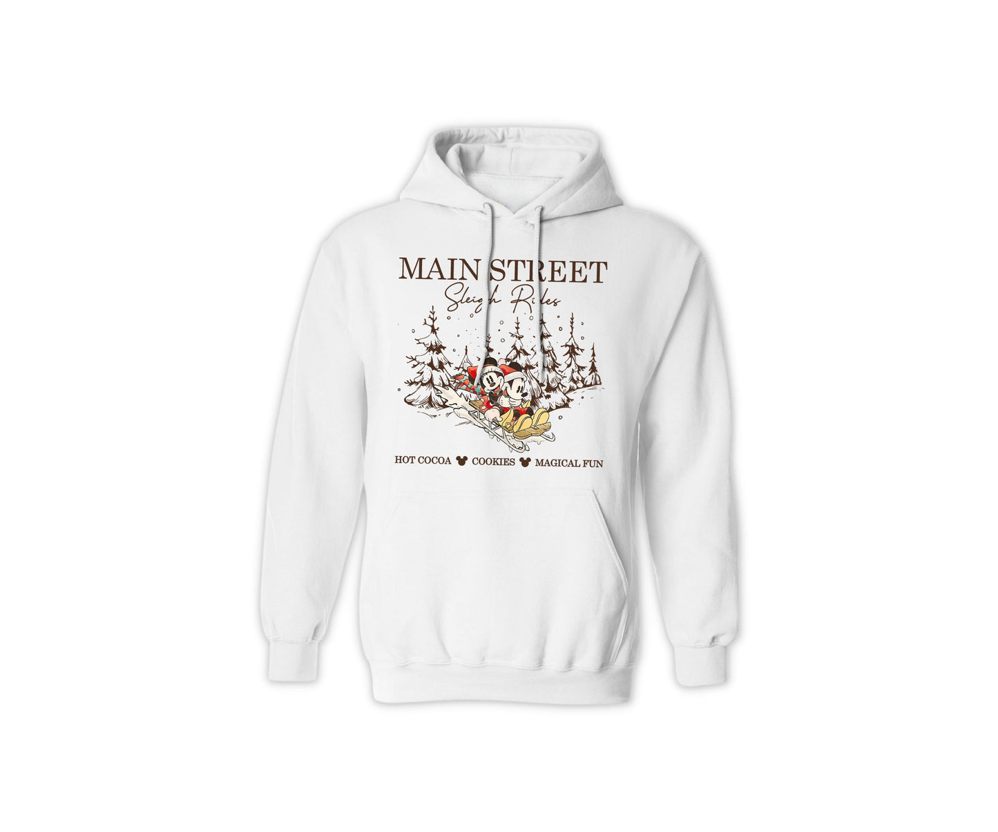 Christmas Holiday Hoodie - Main Street Sleigh Rides Graphic Hoodie for Men & Women, Funny Unisex Christmas Sweater