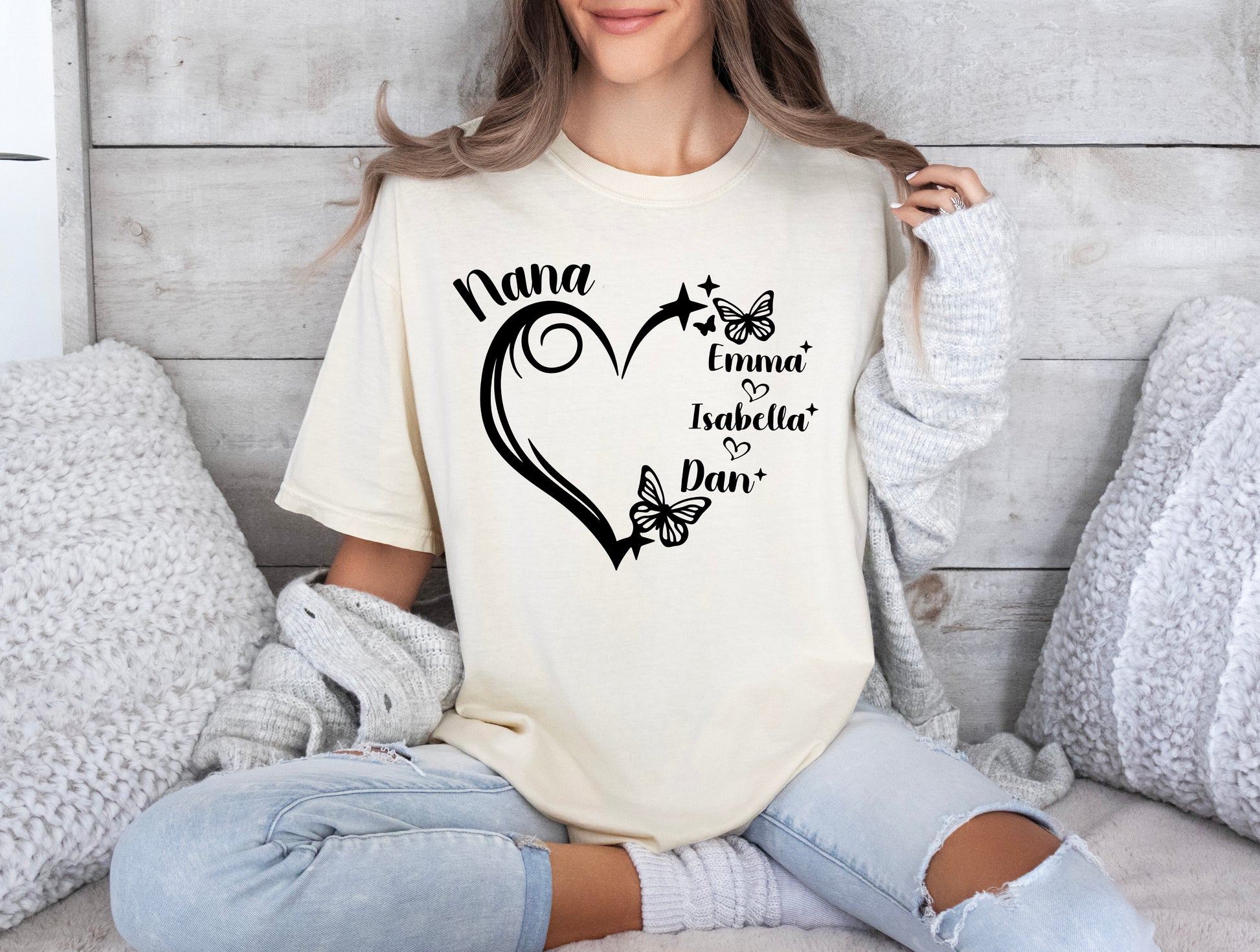Nana Personalized Shirts, Grandma Heart Shirt, Custom Grandma Shirt-newamarketing