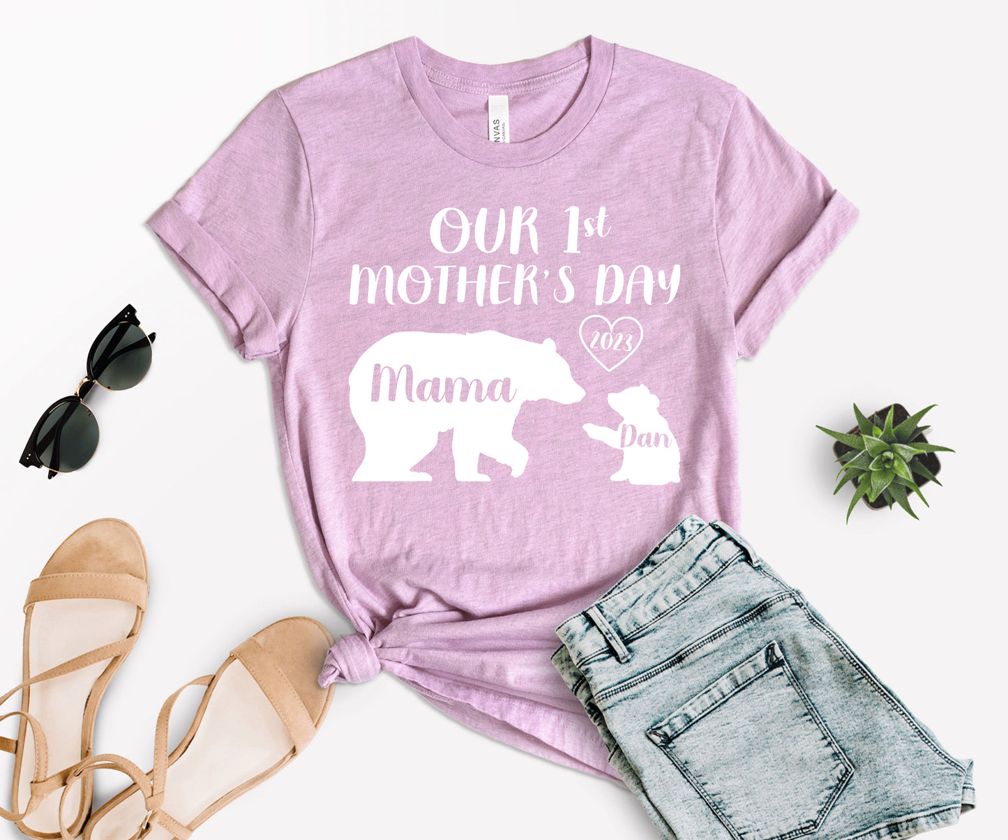 Our 1st Mother's Day Shirt, Mama Bear Shirt with Kids Name, Custom Mom Shirt-newamarketing